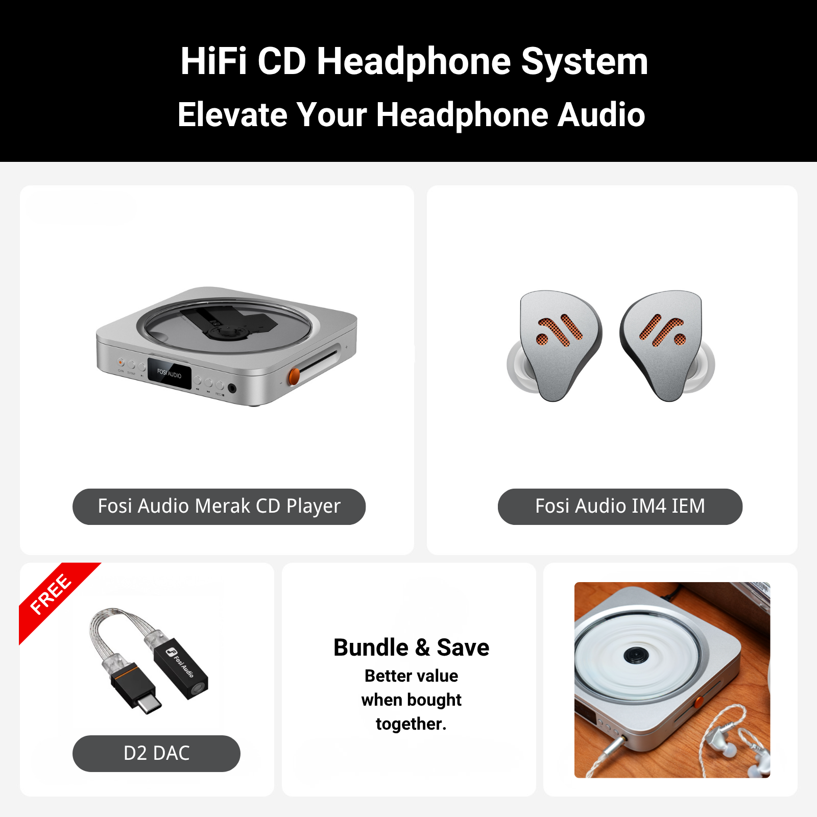 Fosi Audio Merak CD Player – CD Player & IM4 Combo Kit
