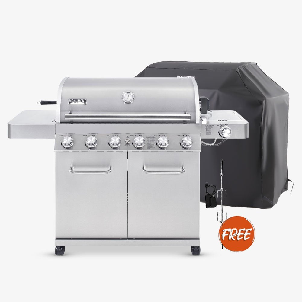 77352 | Full Stainless Propane Gas Grill – 77352 Propane Gas Grill (Includes Rotisserie Kit) & Grill Cover