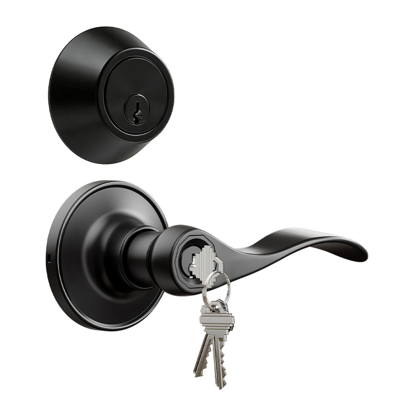 Veise DL01-S Lever lock with deadbolt set – Matte Black
