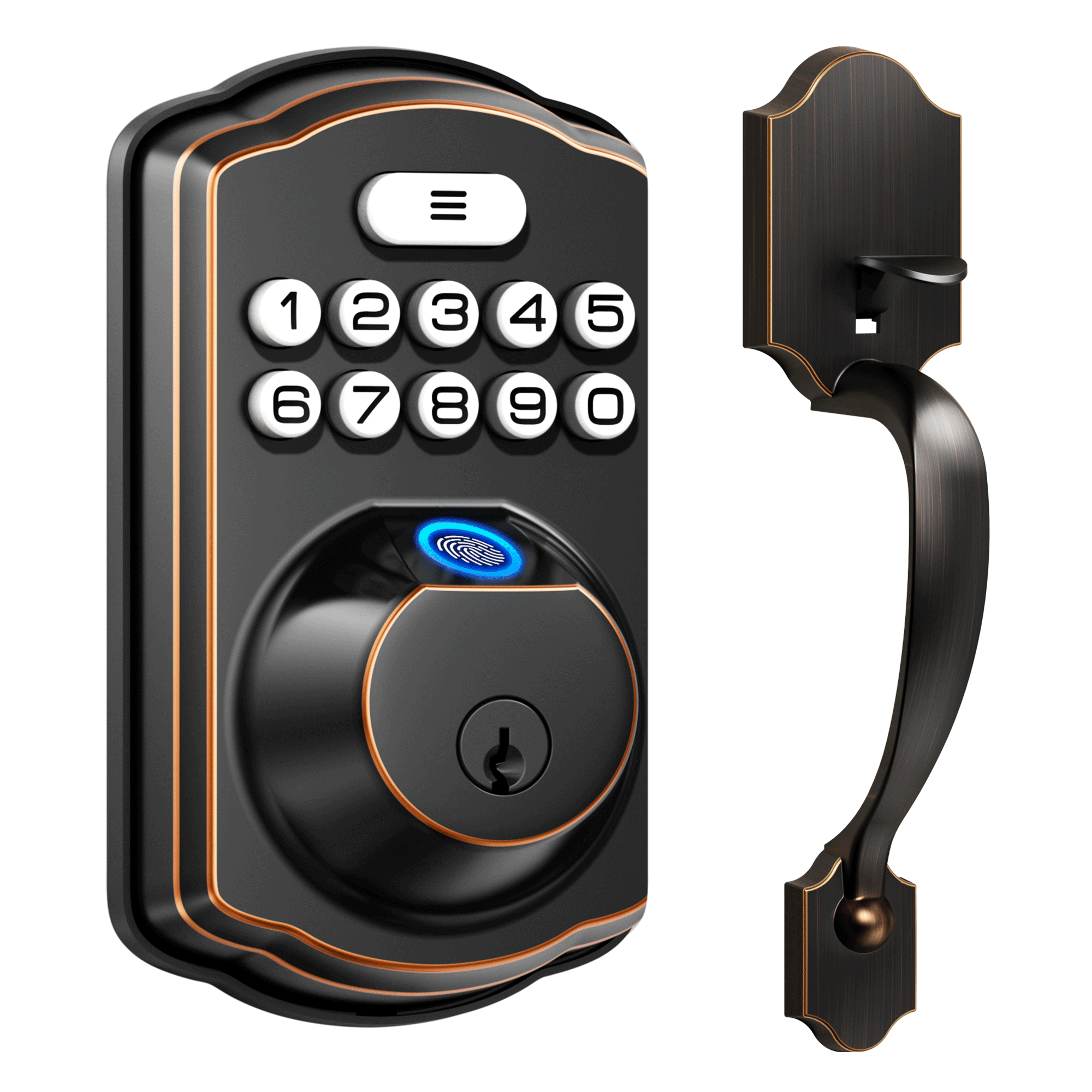 Veise KS02D Fingerprint Door Lock with Handle Set – Oil Rubbed Bronze