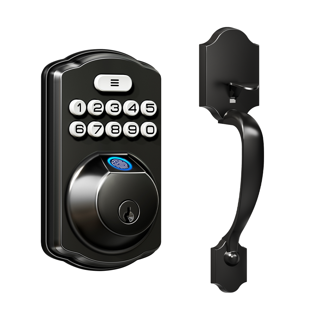Veise KS02D Fingerprint Door Lock with Handle Set – Matte Black