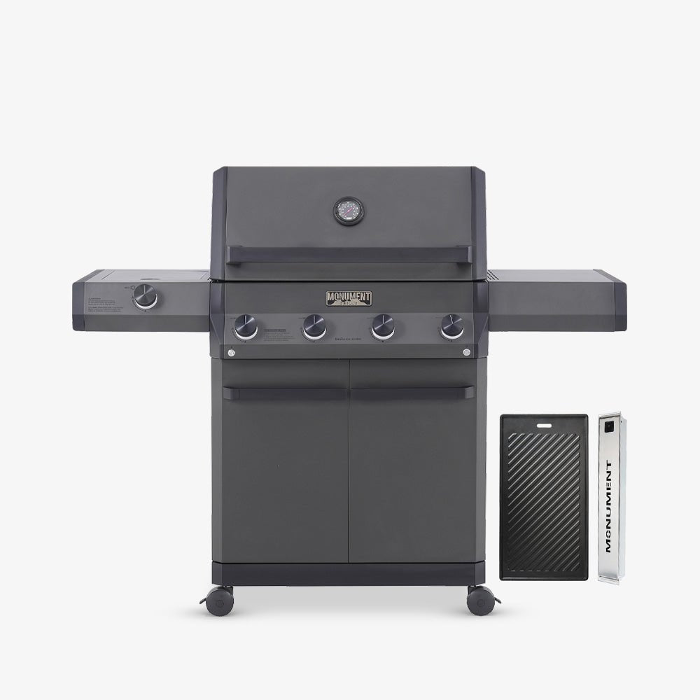 Eminence 425 | Iconic Fortified Propane Gas Grill – Eminence 425 & Cast Iron Cooking Plate & Smoker Box