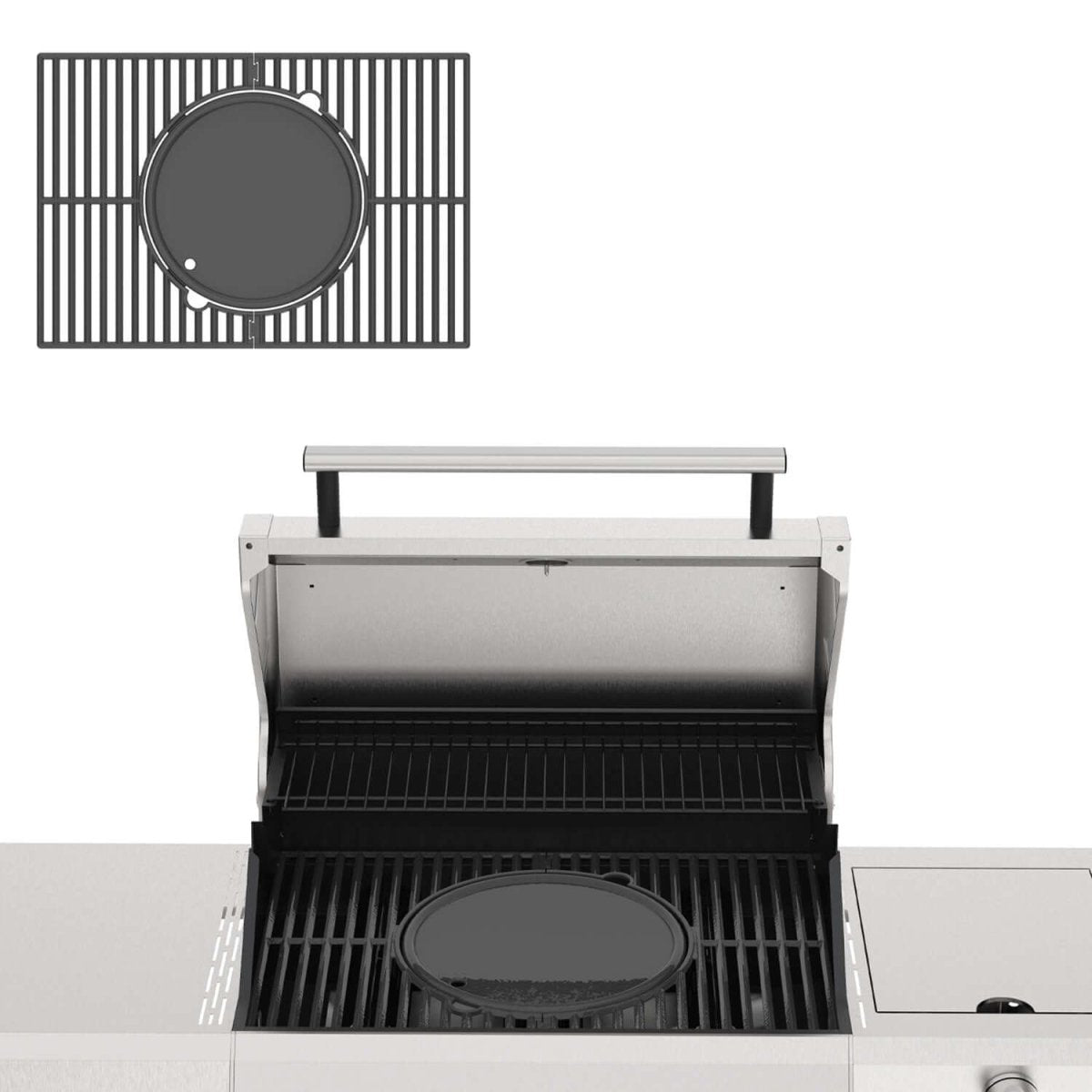 Multifunction Cast Iron Grill Grate for 3-Burner Grill – Grill Grate & Round Cooking Plate (Include Round Grill Grate)