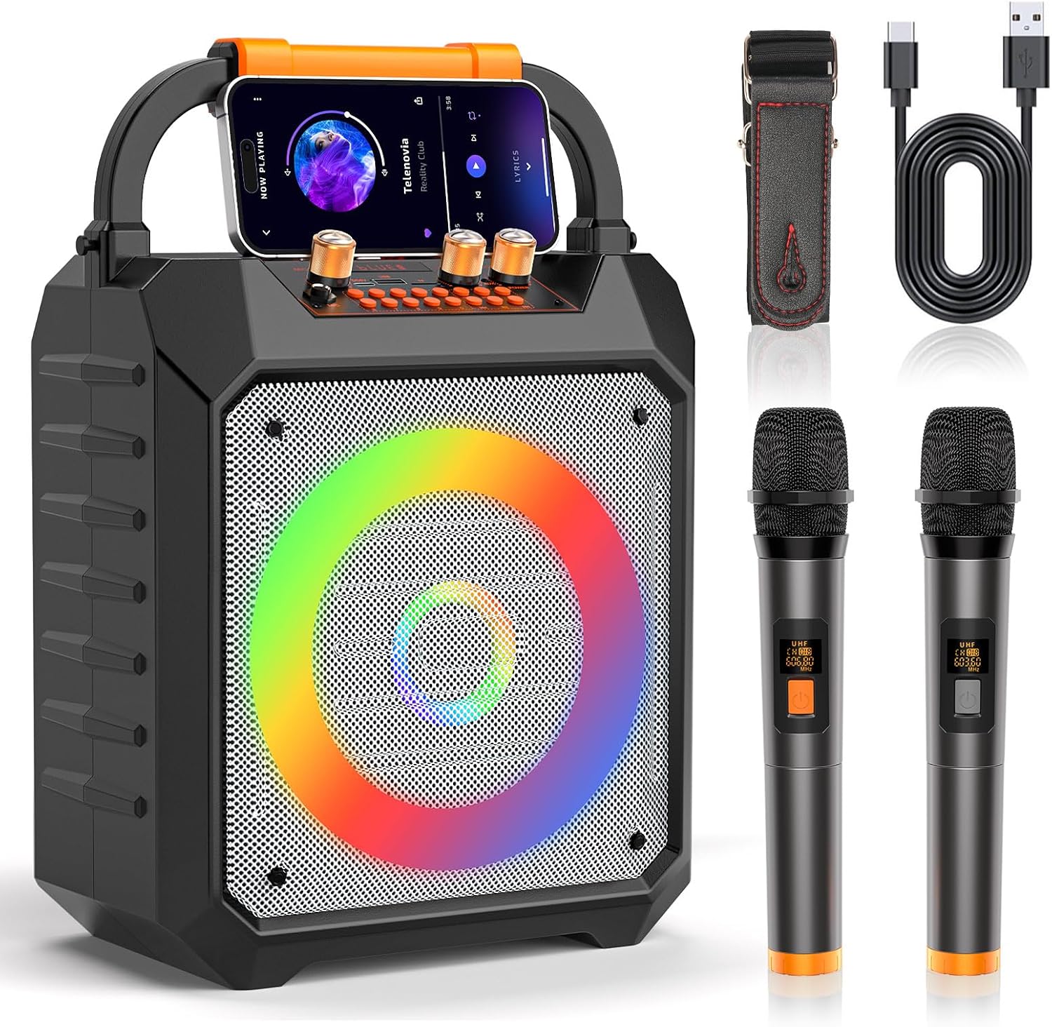 Victress K169 Portable Karaoke System with RGB LED Disco Lights