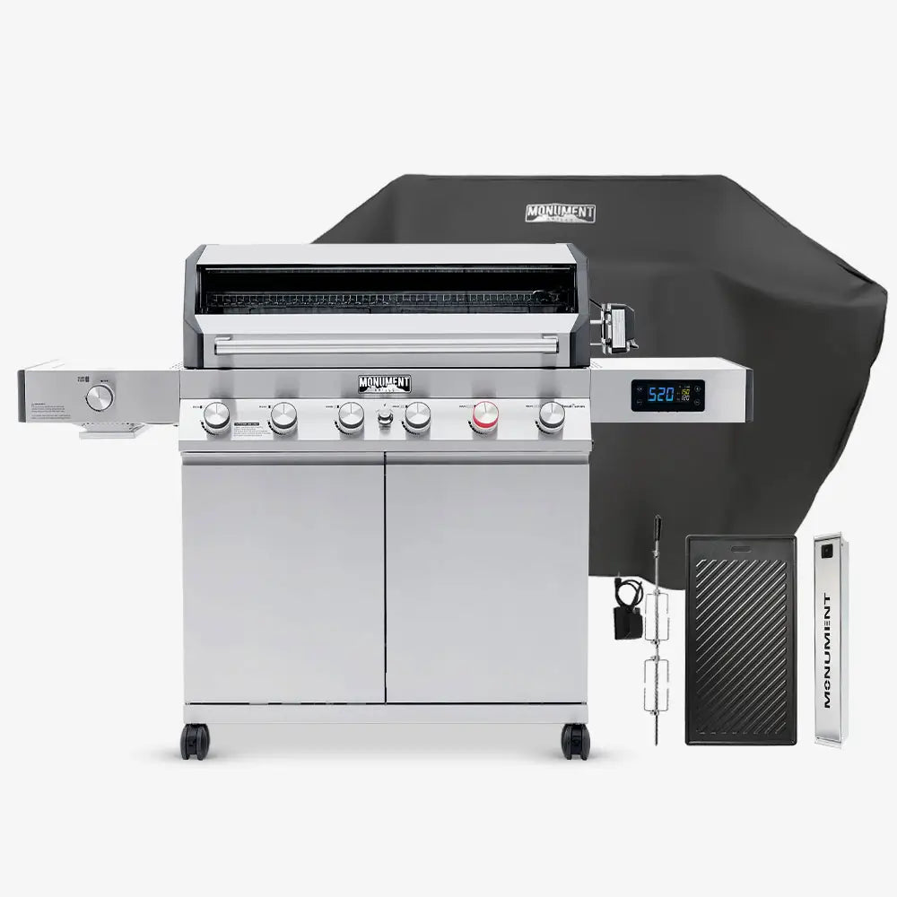 Denali 605Pro | Stainless Smart Propane Gas Grill – Denali 605Pro (Includes Free Cover & Rotisserie Kit) & Smoke Box & Cooking Plate