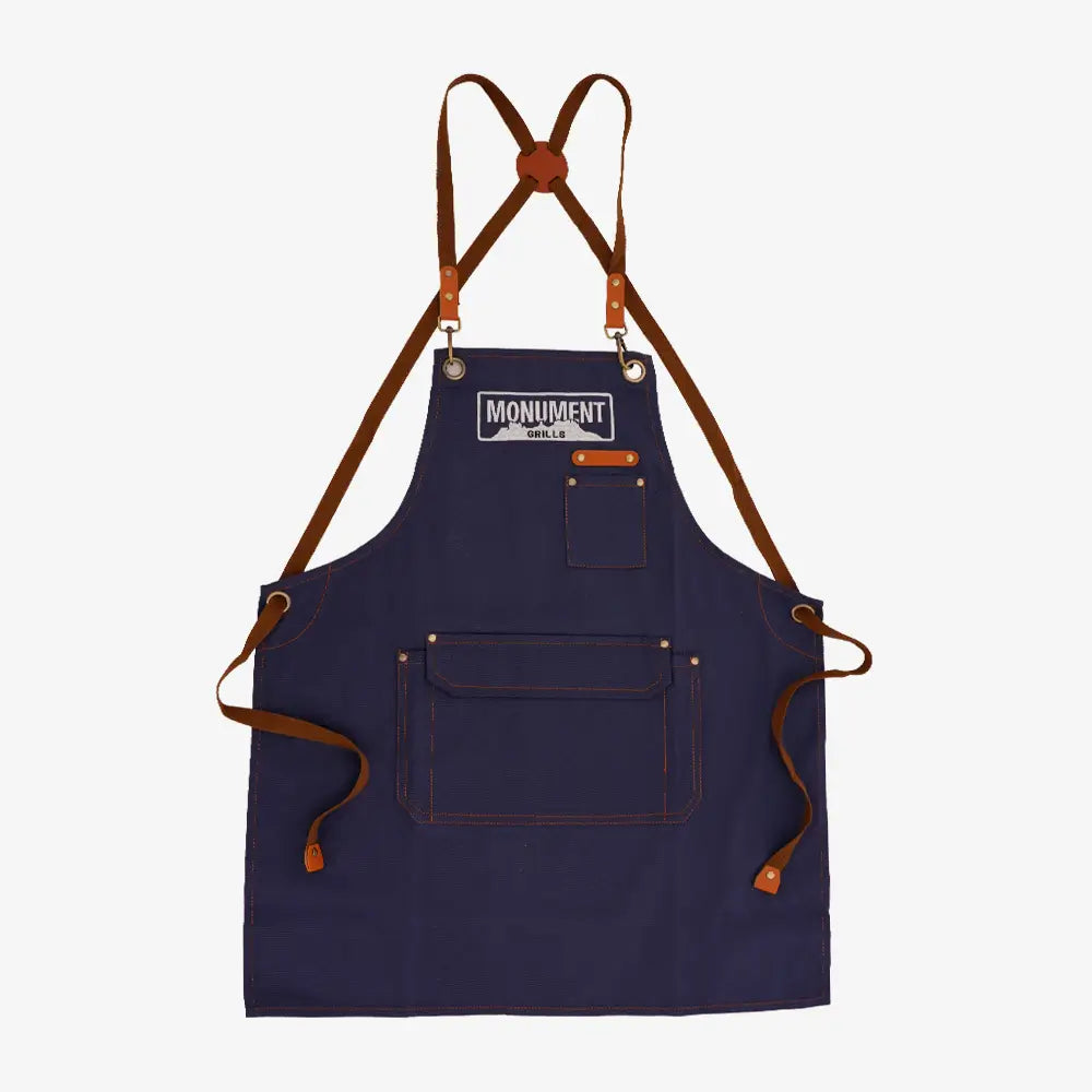 Premium Grill Apron | Built for BBQ Masters – Leather / Navy Blue