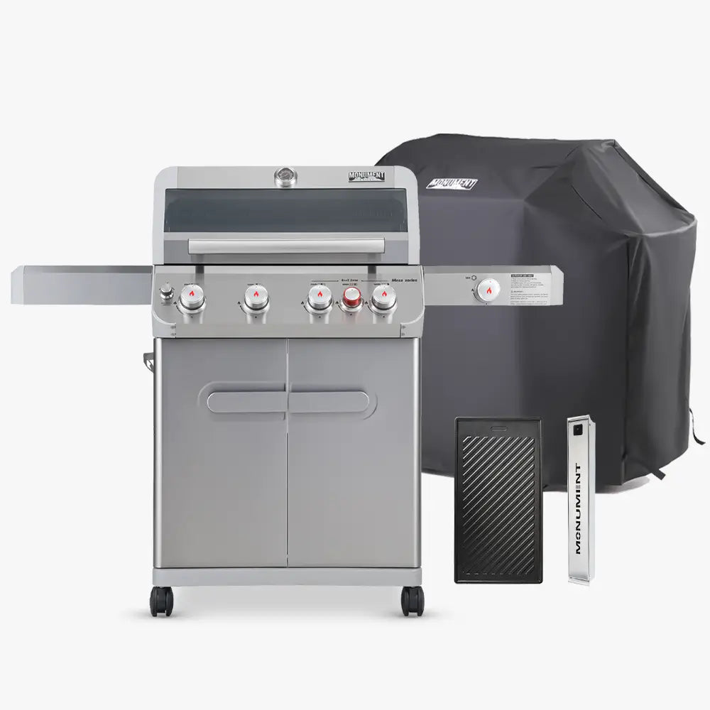 Mesa 415BZ | Stainless Propane Gas Grill – Mesa 415BZ & Cover & Smoke Box & Cooking Plate