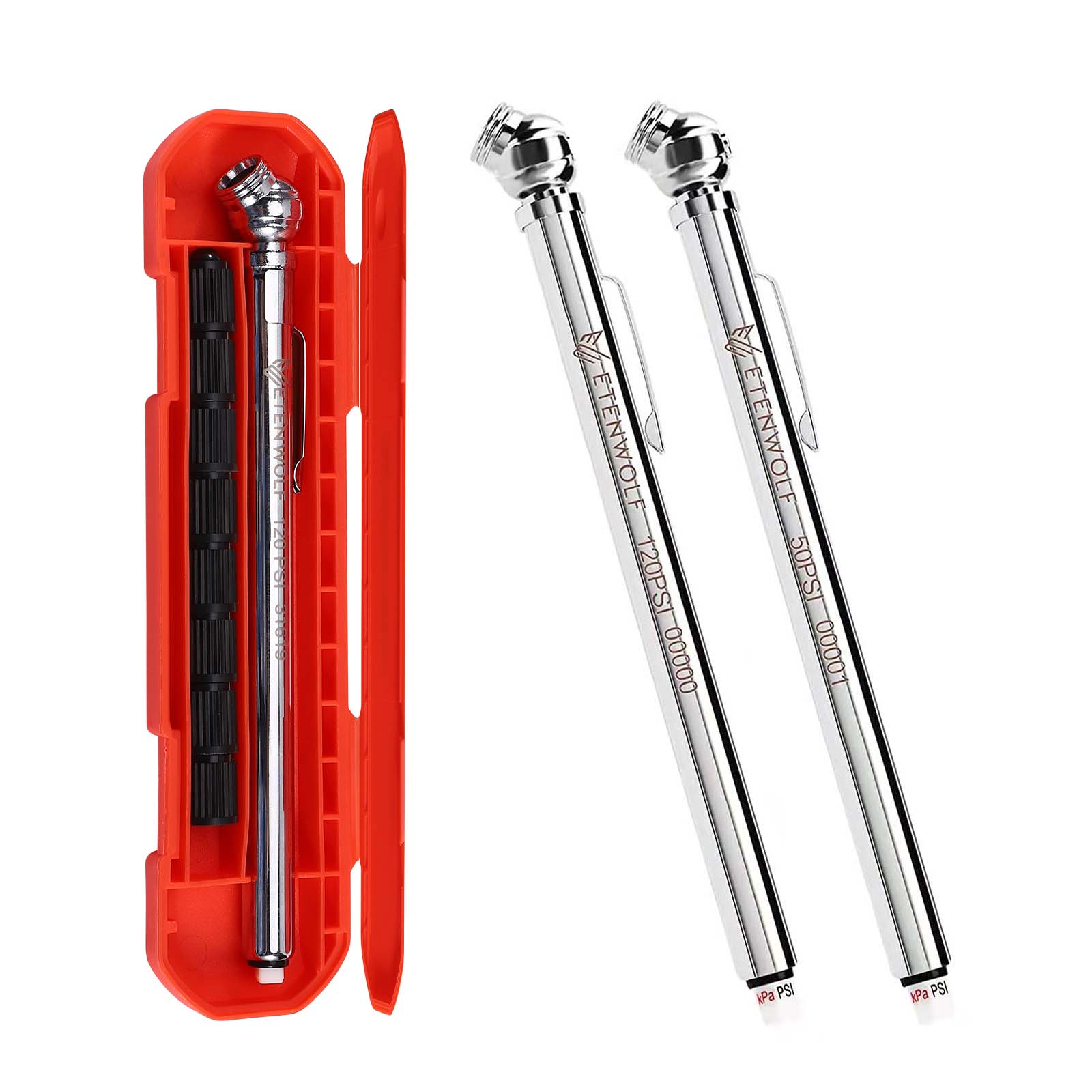 ETENWOLF Pencil Tire Pressure Gauge – (10-50PSI, 20-120PSI) – G101 – 2PCS