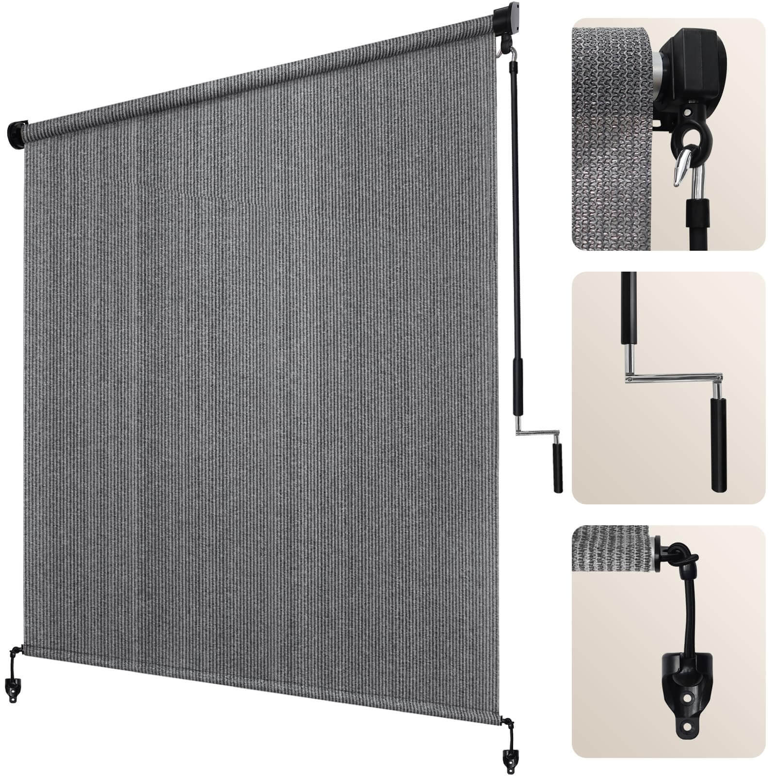 Outdoor Cordless Roller Shades, Wand Operation