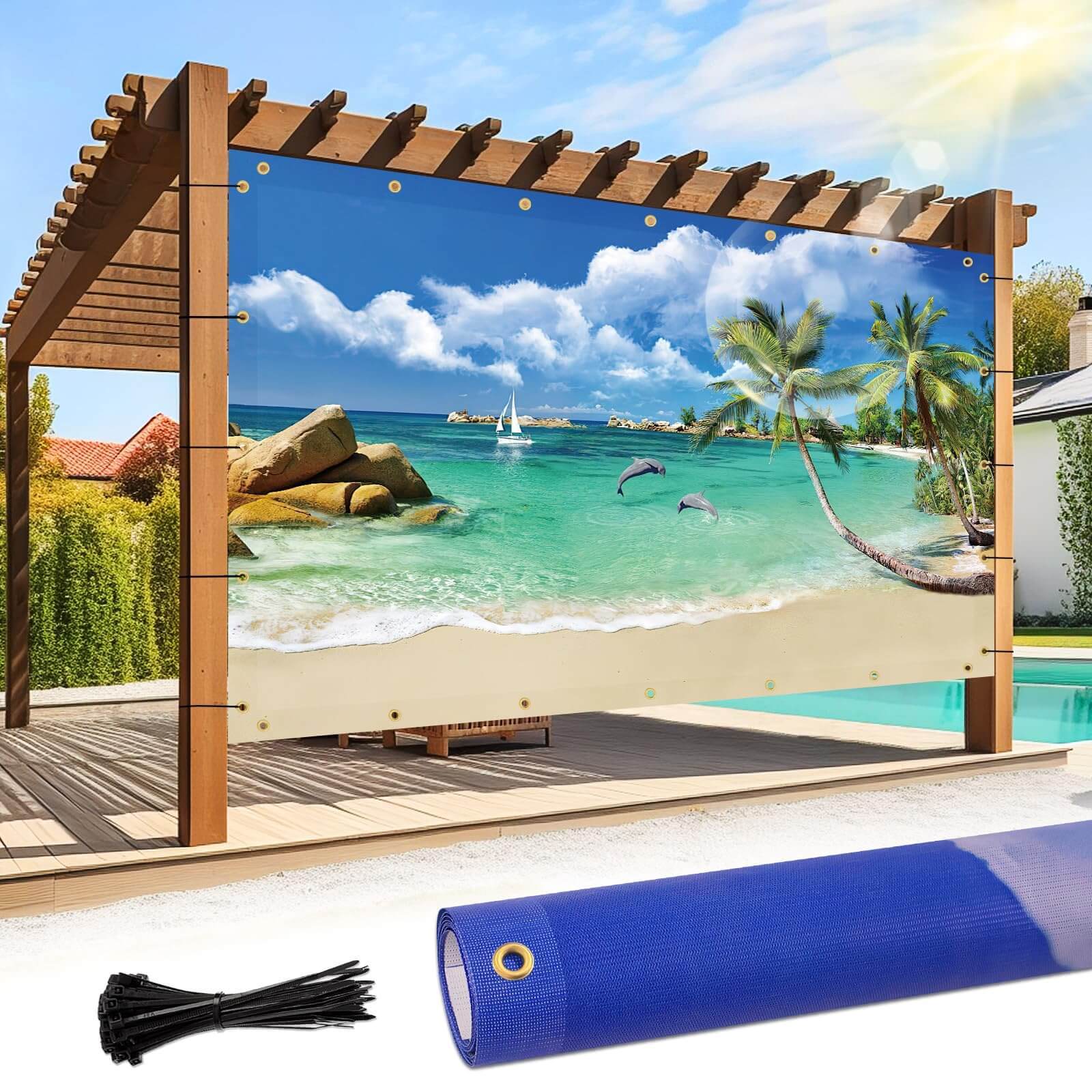 Custom Printed Patio  Gazebo Backdrop Screen