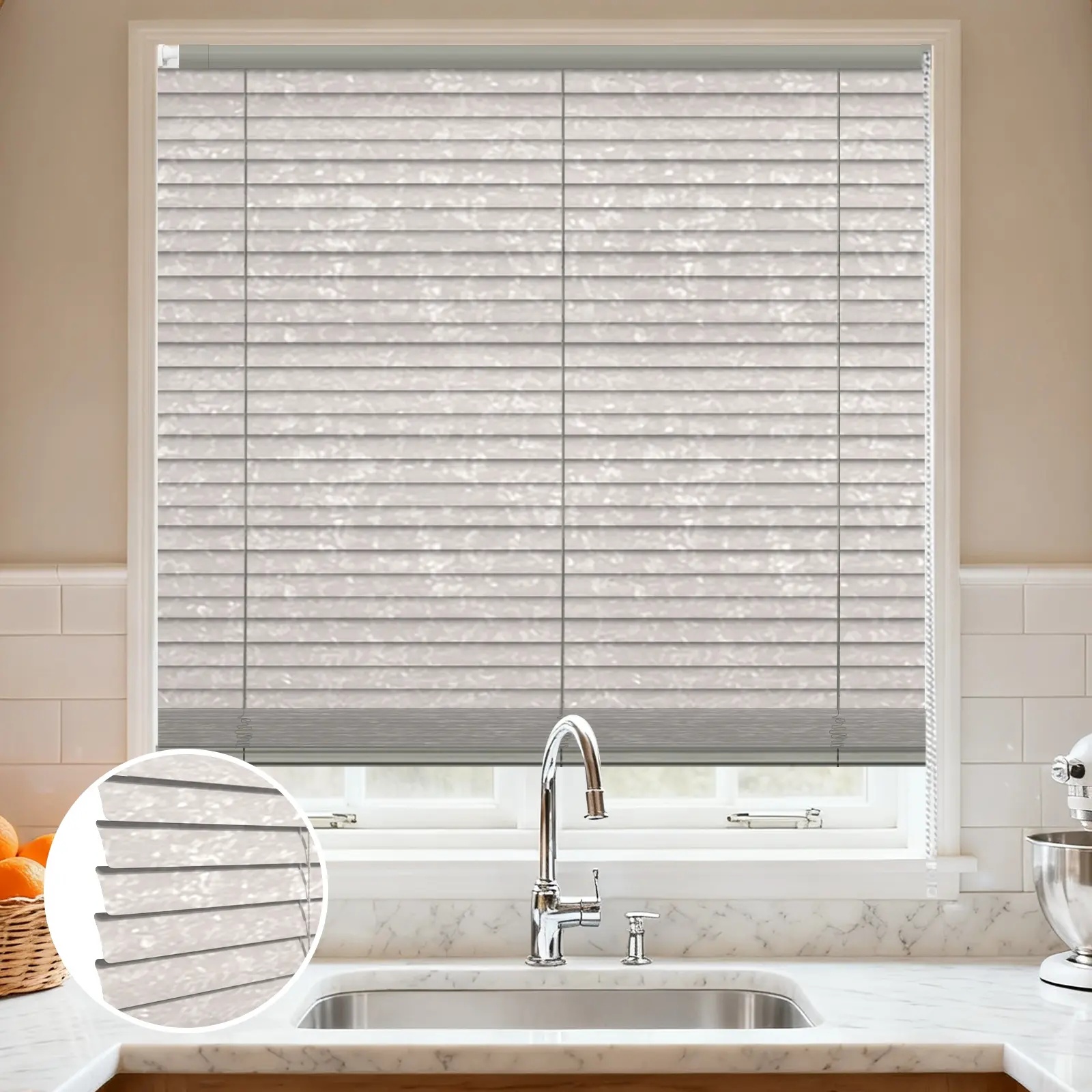 C-Shaped Frosted Finish No-Drill Aluminum Curved Blinds