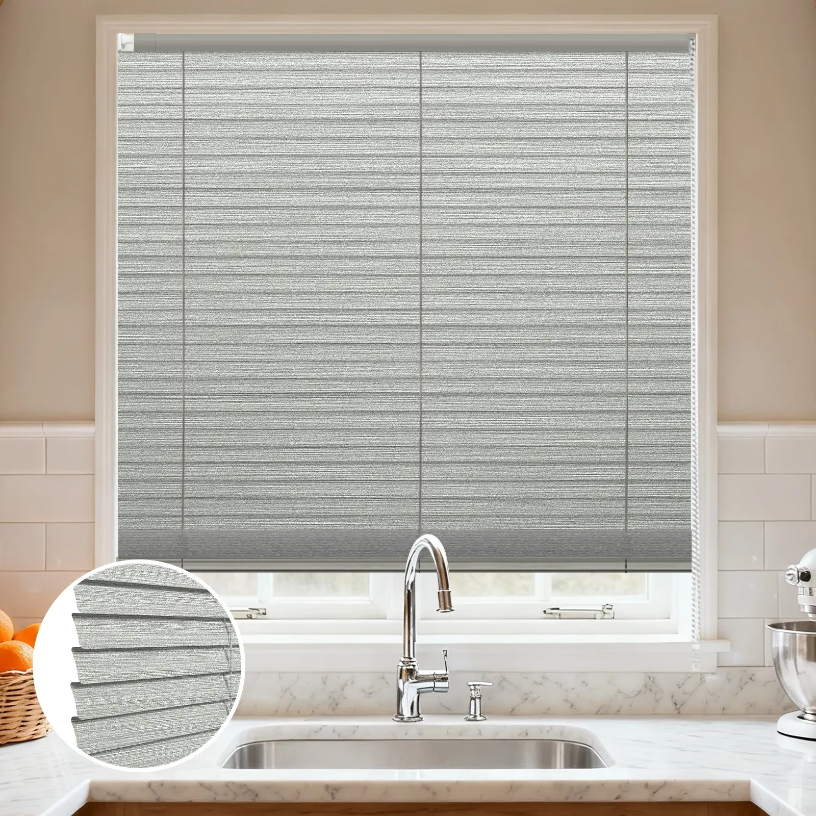 C-Shaped Brushed Finish No-Drill Aluminum Curved Blinds