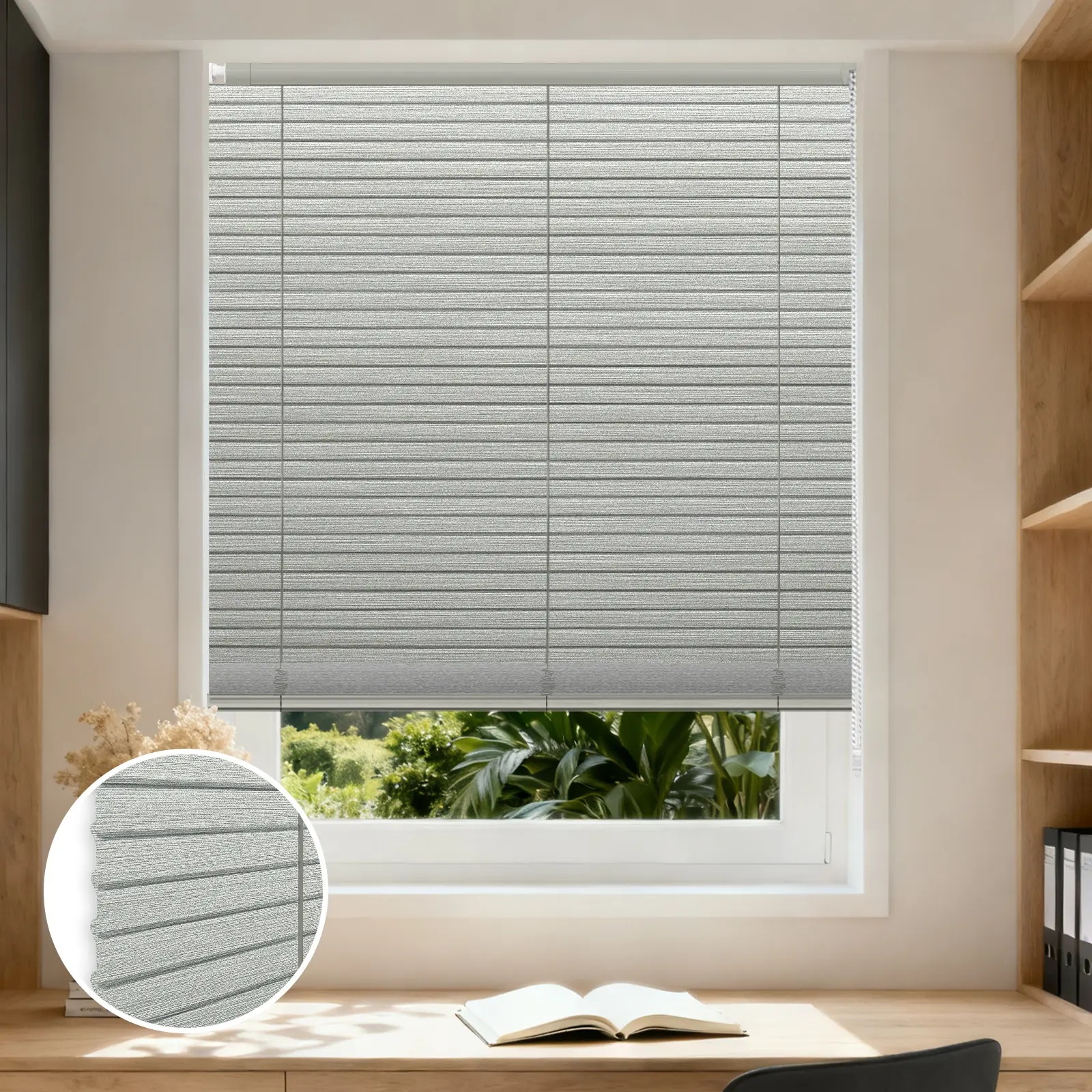 L-Shaped Brushed Finish No-Drill Aluminum Curved Blinds