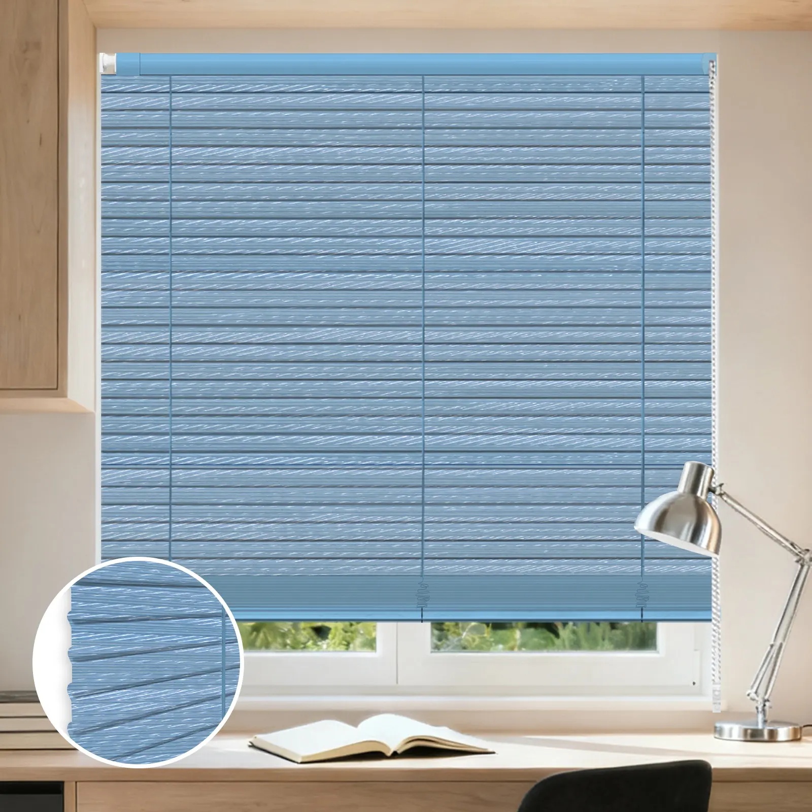 L-Shaped PVC Brushed Finish No-Drill Curved Blinds