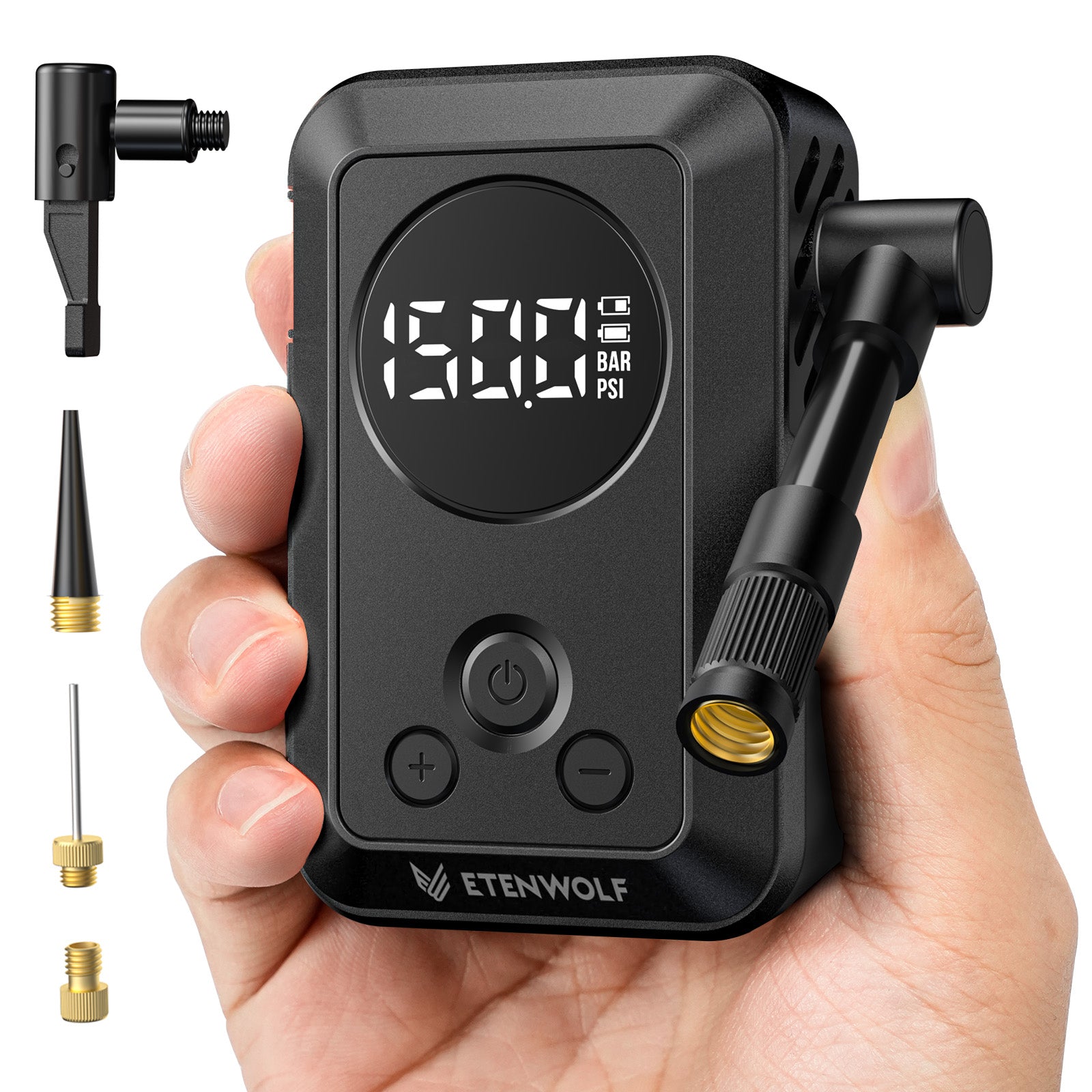 ETENWOLF S0 Mini Electric Bike Pump (150 PSI MAX) – Black