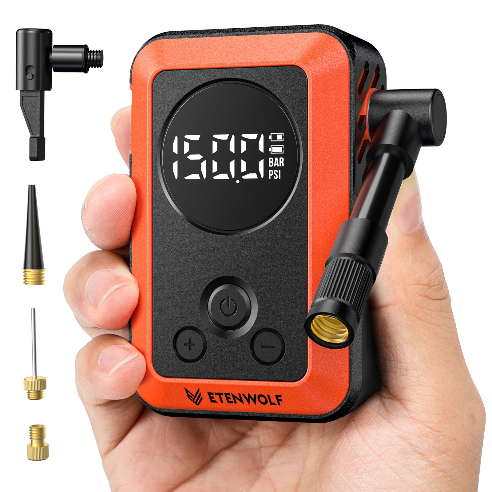 ETENWOLF S0 Mini Electric Bike Pump (150 PSI MAX) – Orange