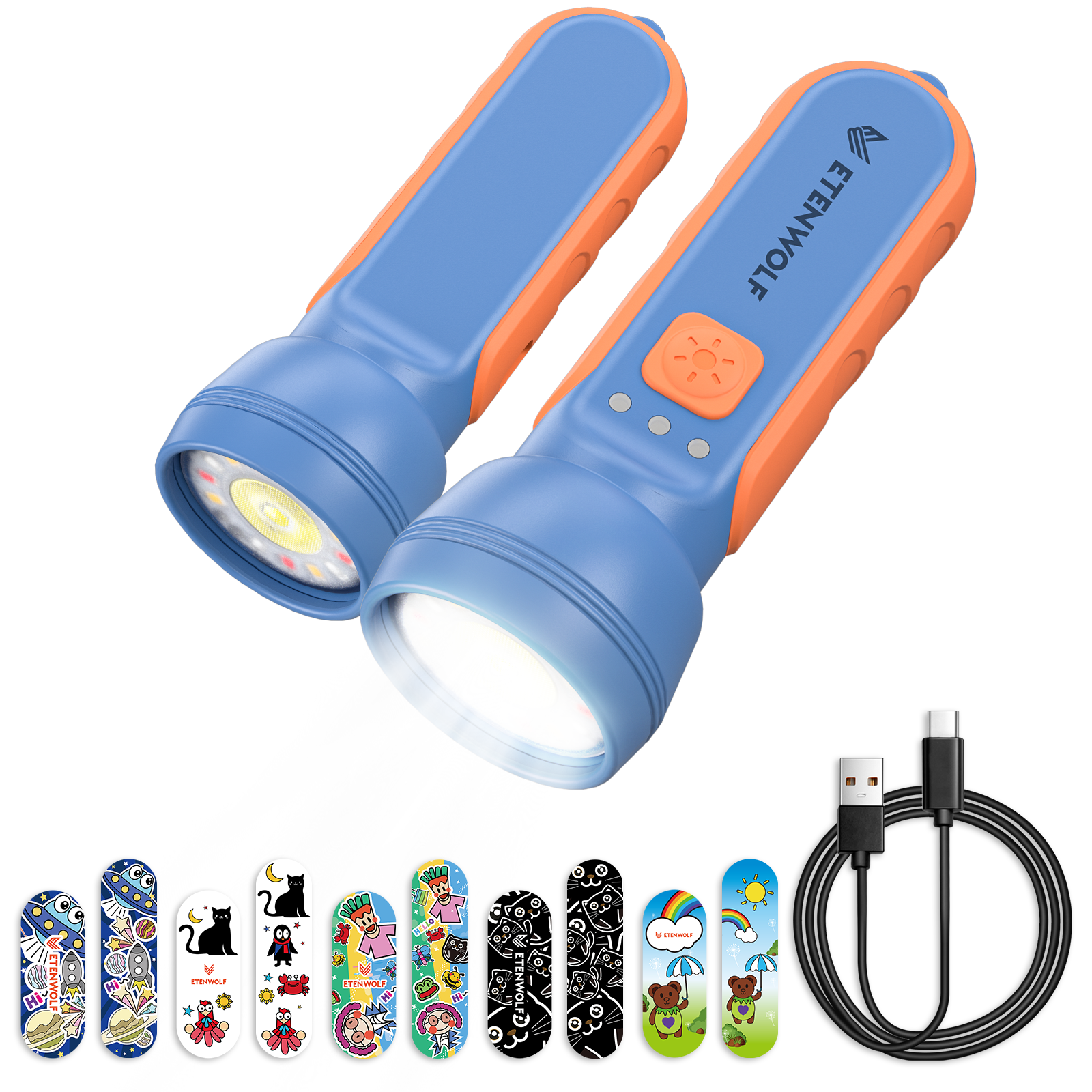 ETENWOLF L1 Mini Rechargeable Flashlight (with Fun Stickers) – 2 Unit