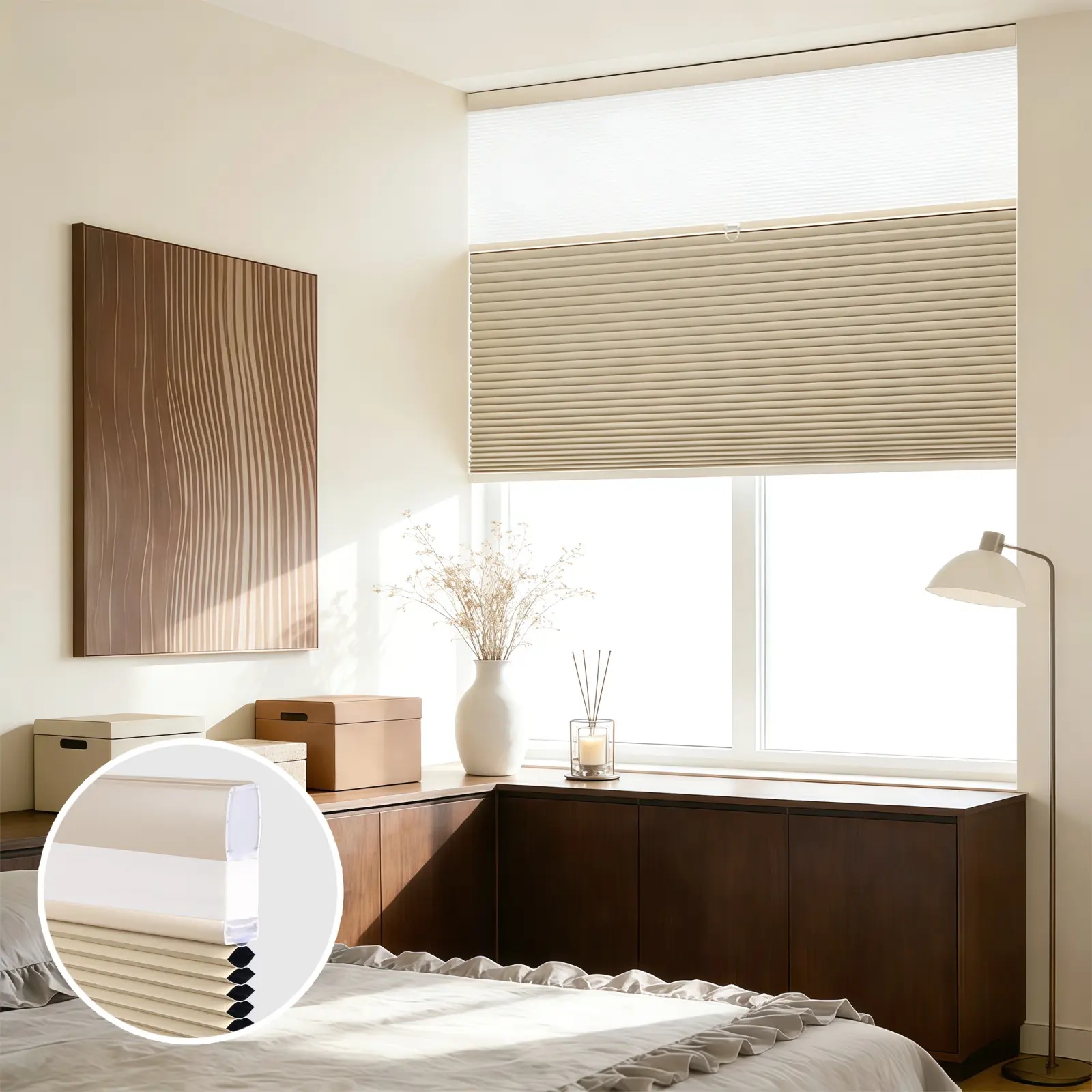 Sliding Day  Nigh Arch Honeycomb Shades – Total Light Control