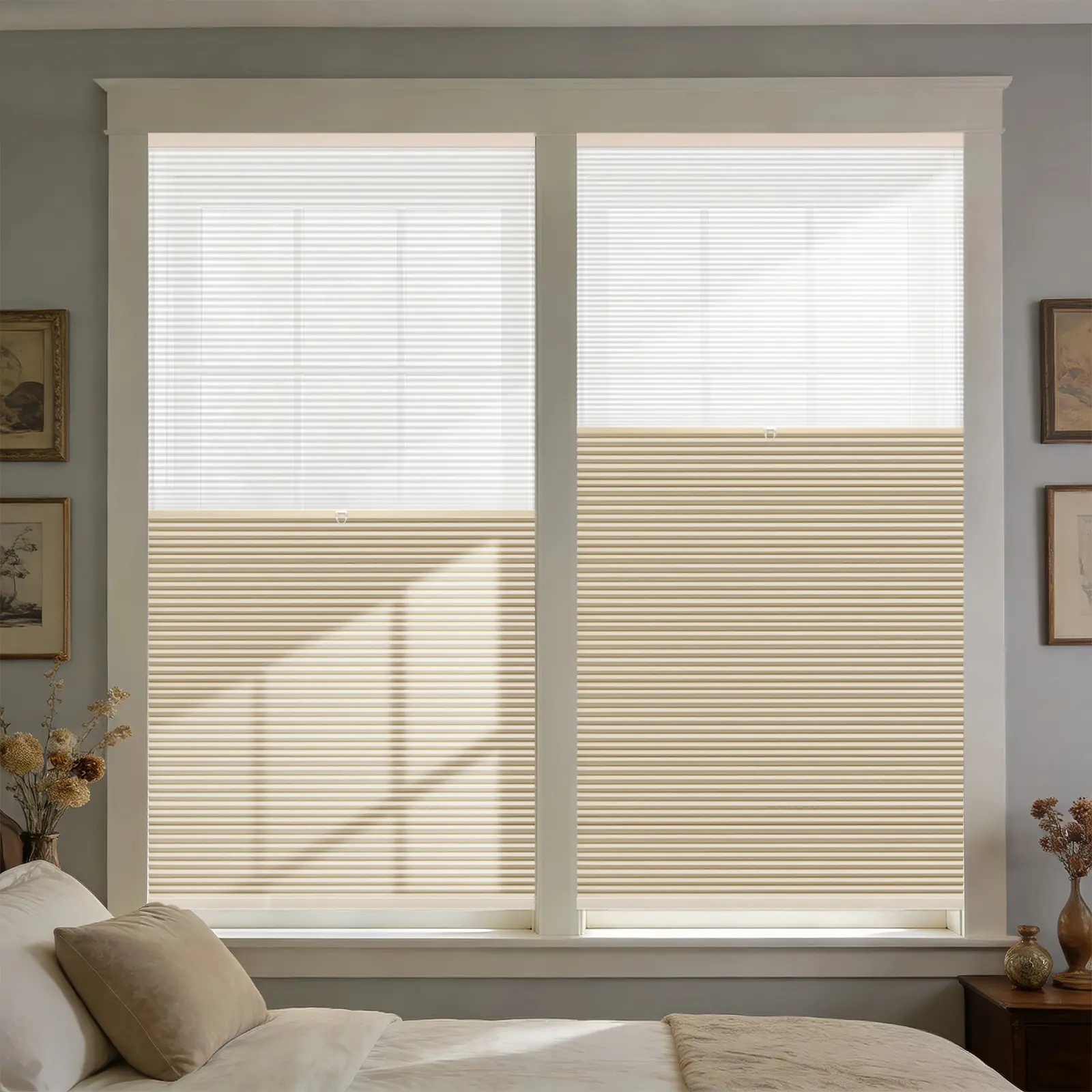 Sliding Day  Night Premium Honeycomb Shades – Flat Panel