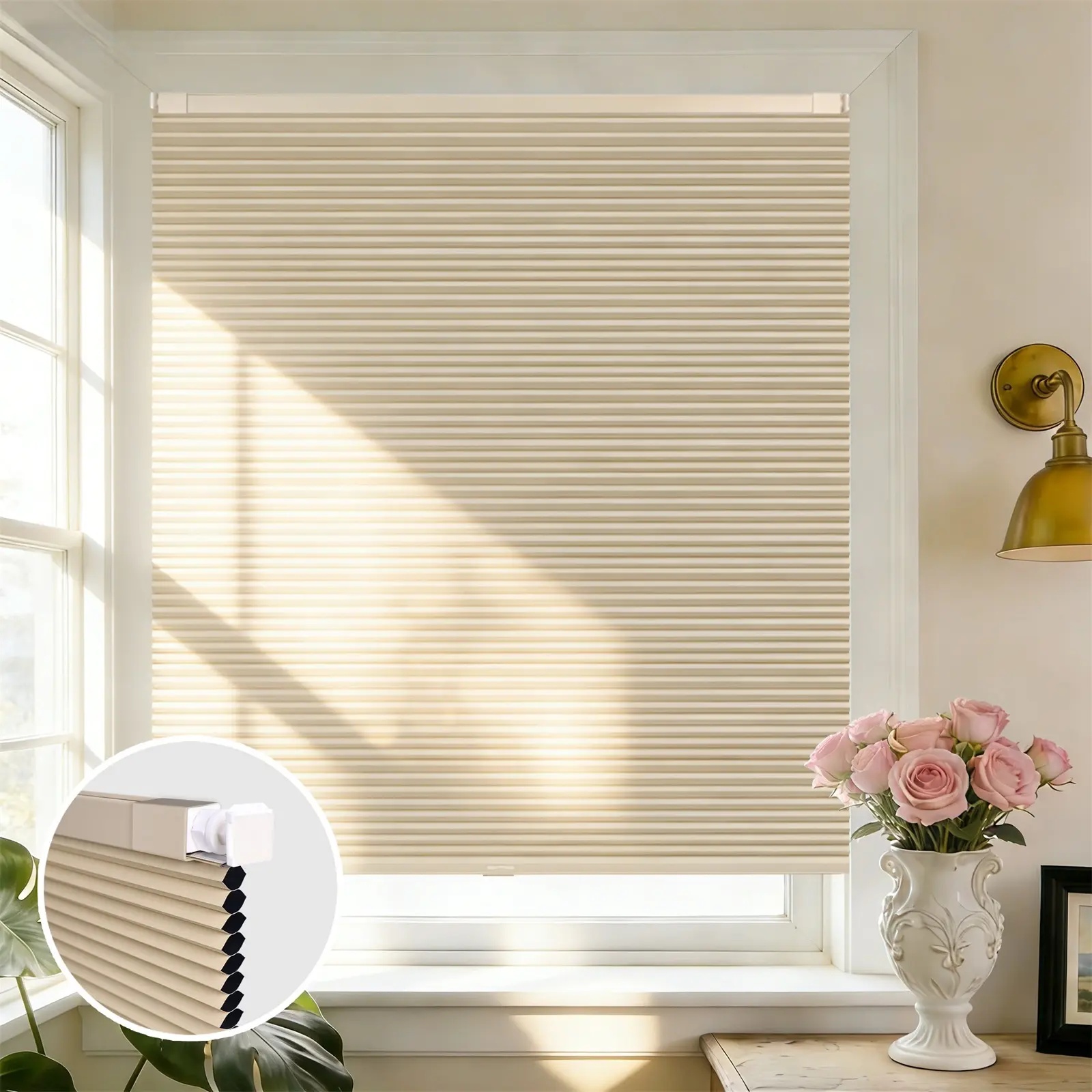 No Drill Sliding Blackout Cellular Shades – Flat Panel