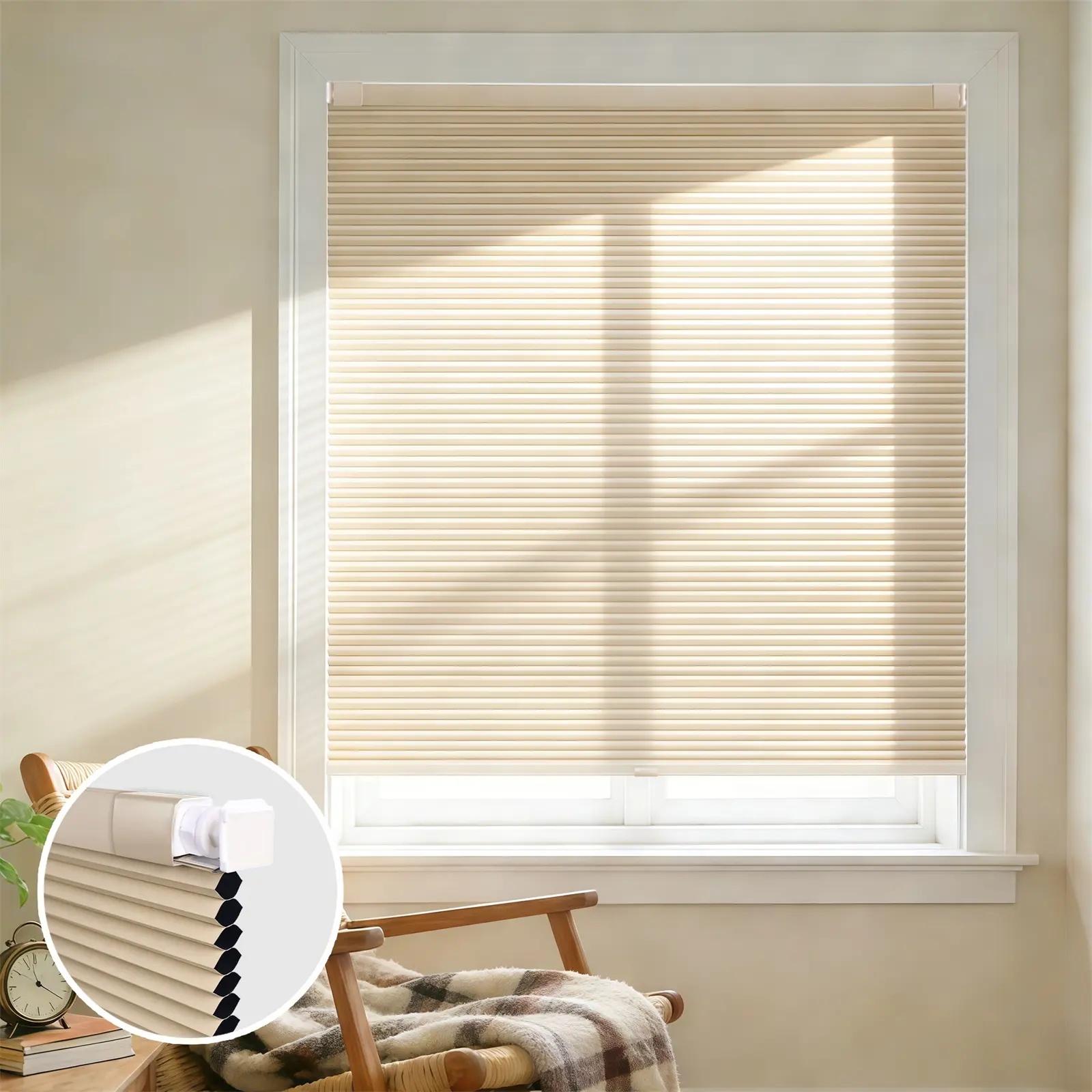 No Drill Blackout Honeycomb Shades – Arch Design