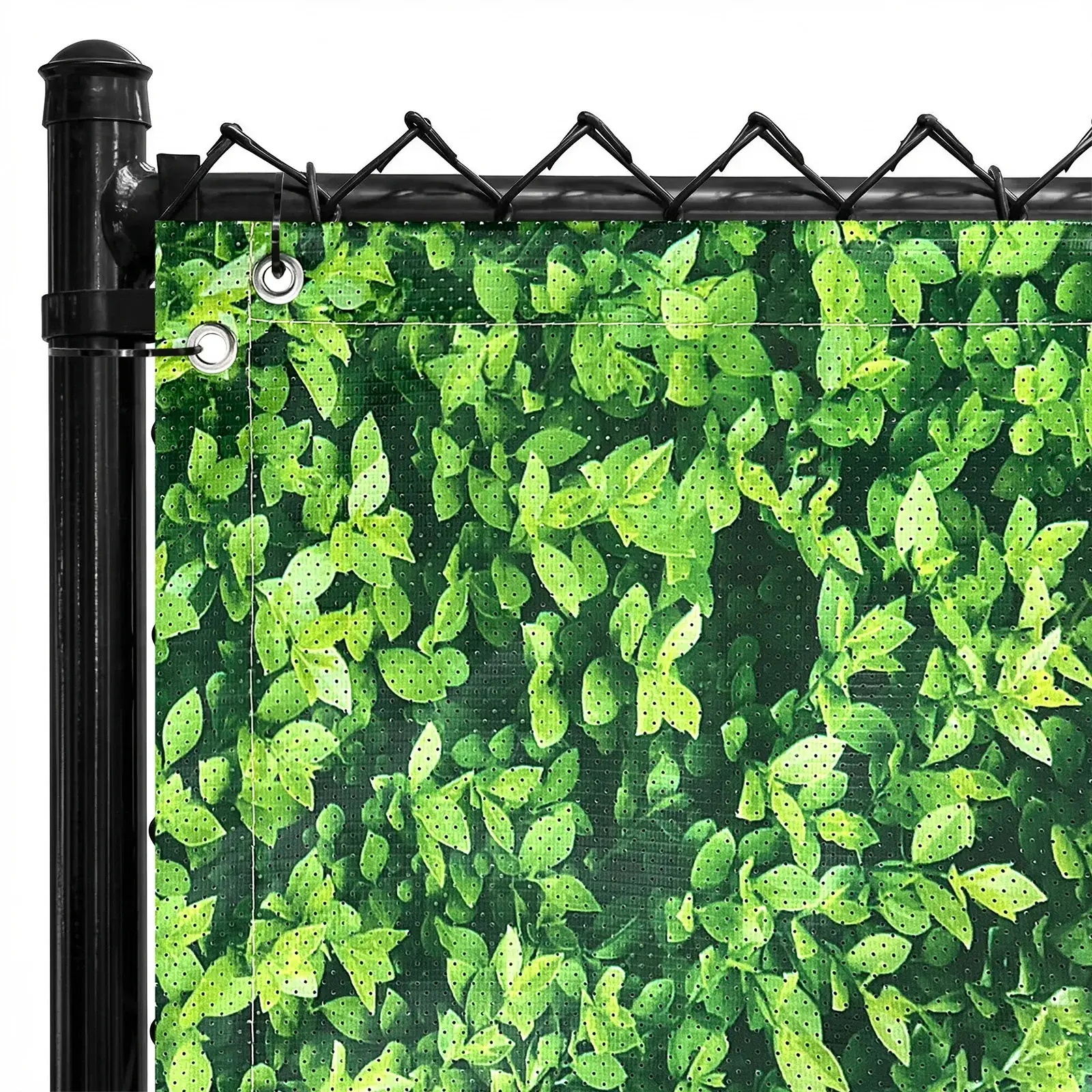 Customized PVC Privacy Fence Screen with Stone/Green Leaves Print