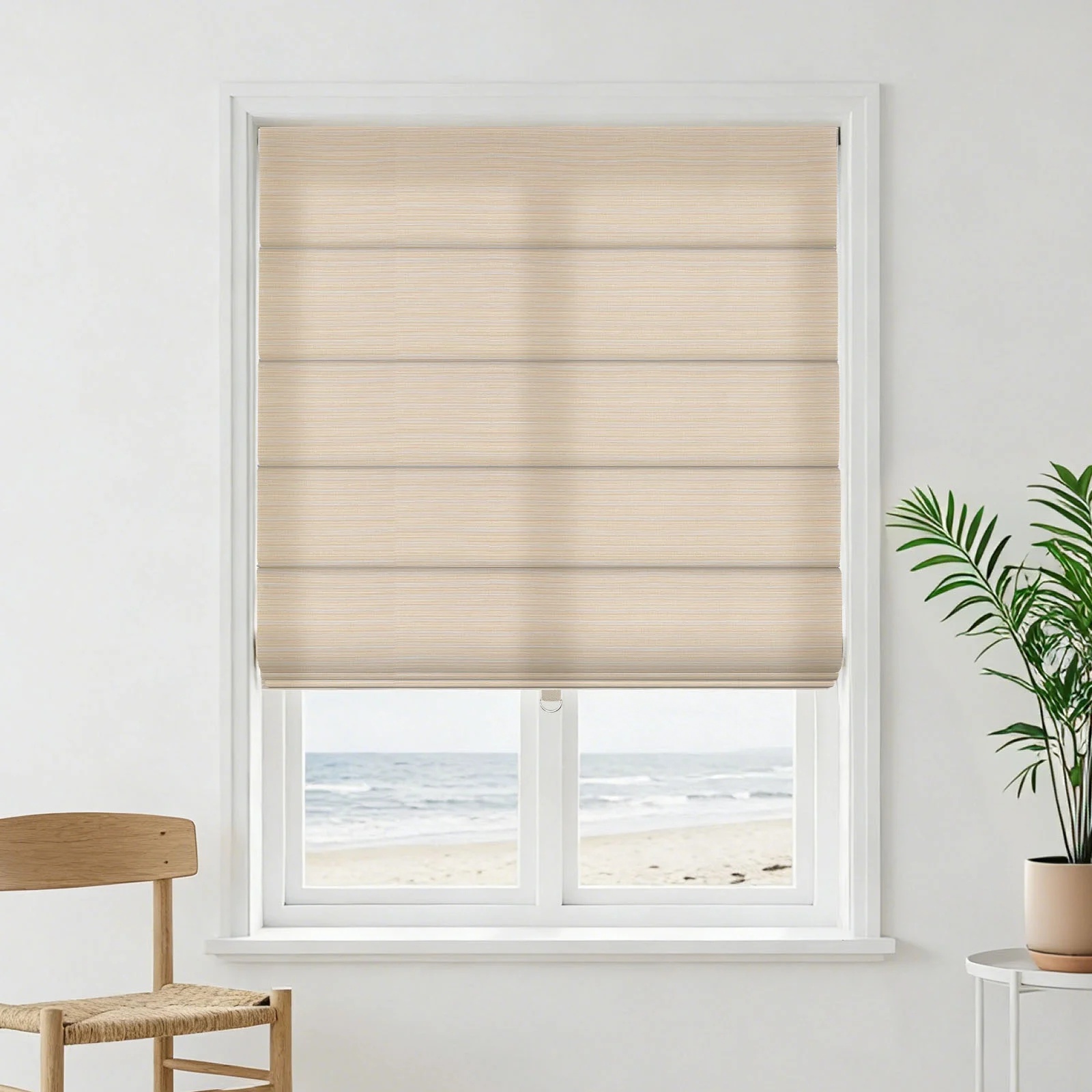 LM221 Cordless Single Layer Aluminum Track Roman Shade