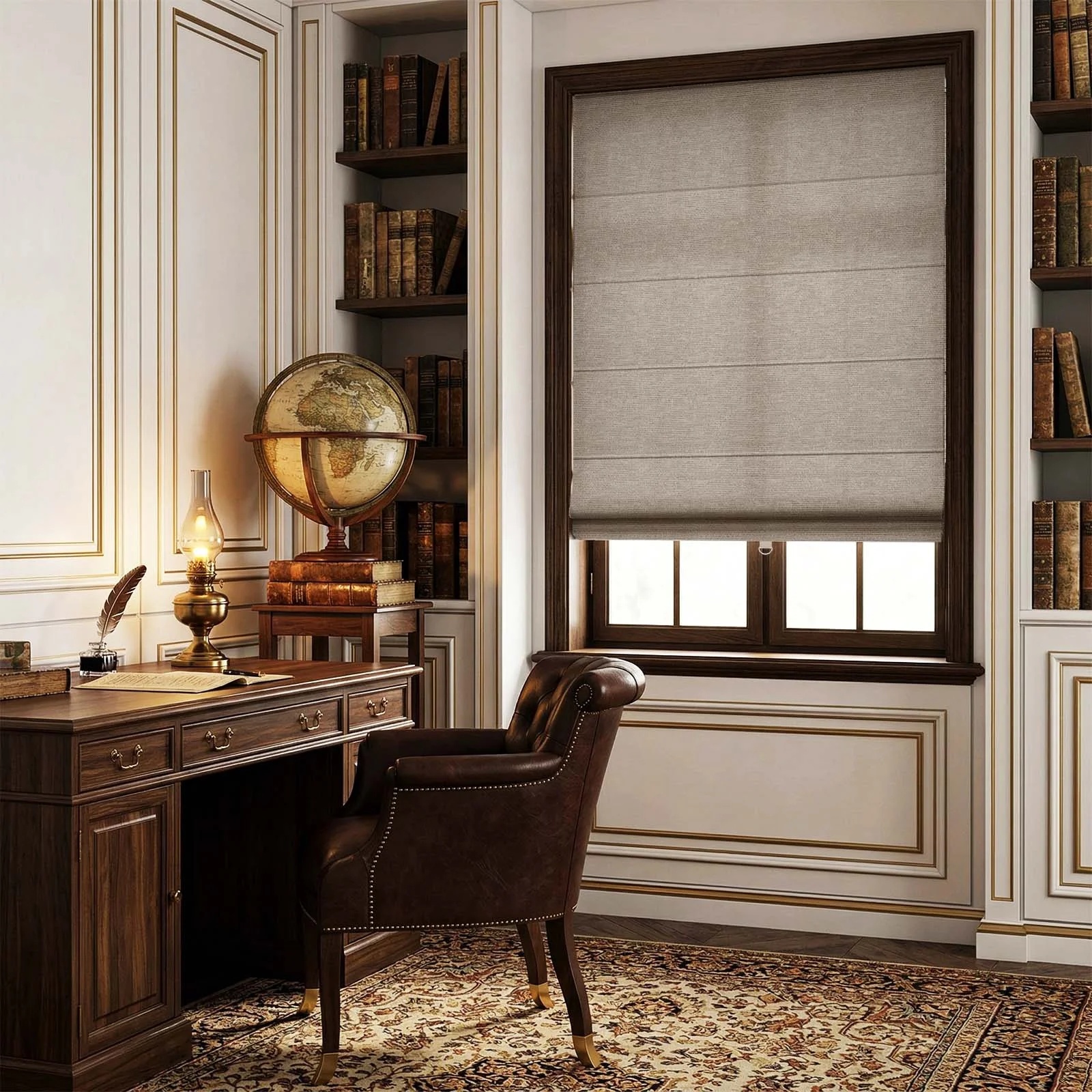 LM425 Cordless Single Layer Aluminum Track Roman Shade