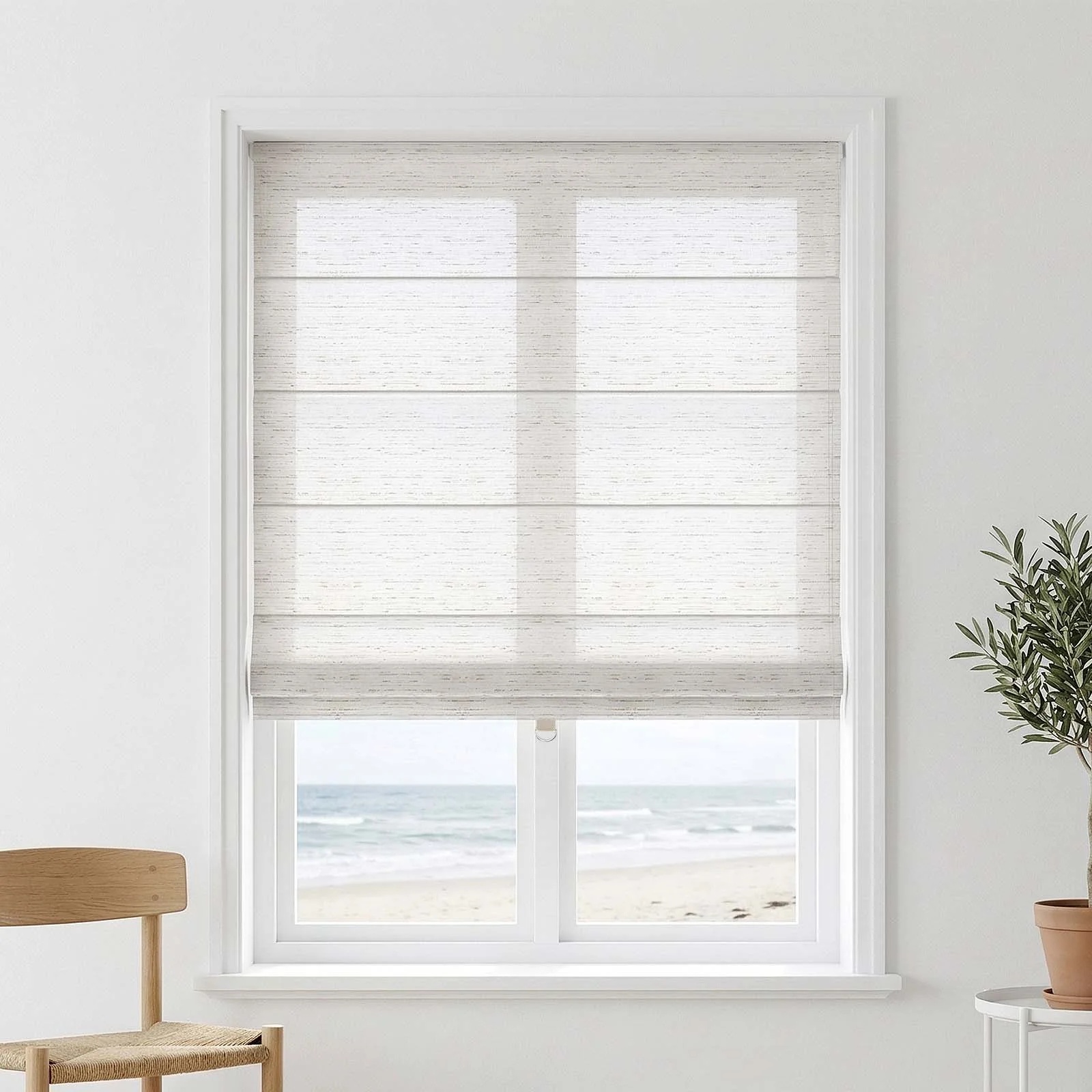 LM216 Cordless Single Layer Aluminum Track Roman Shade