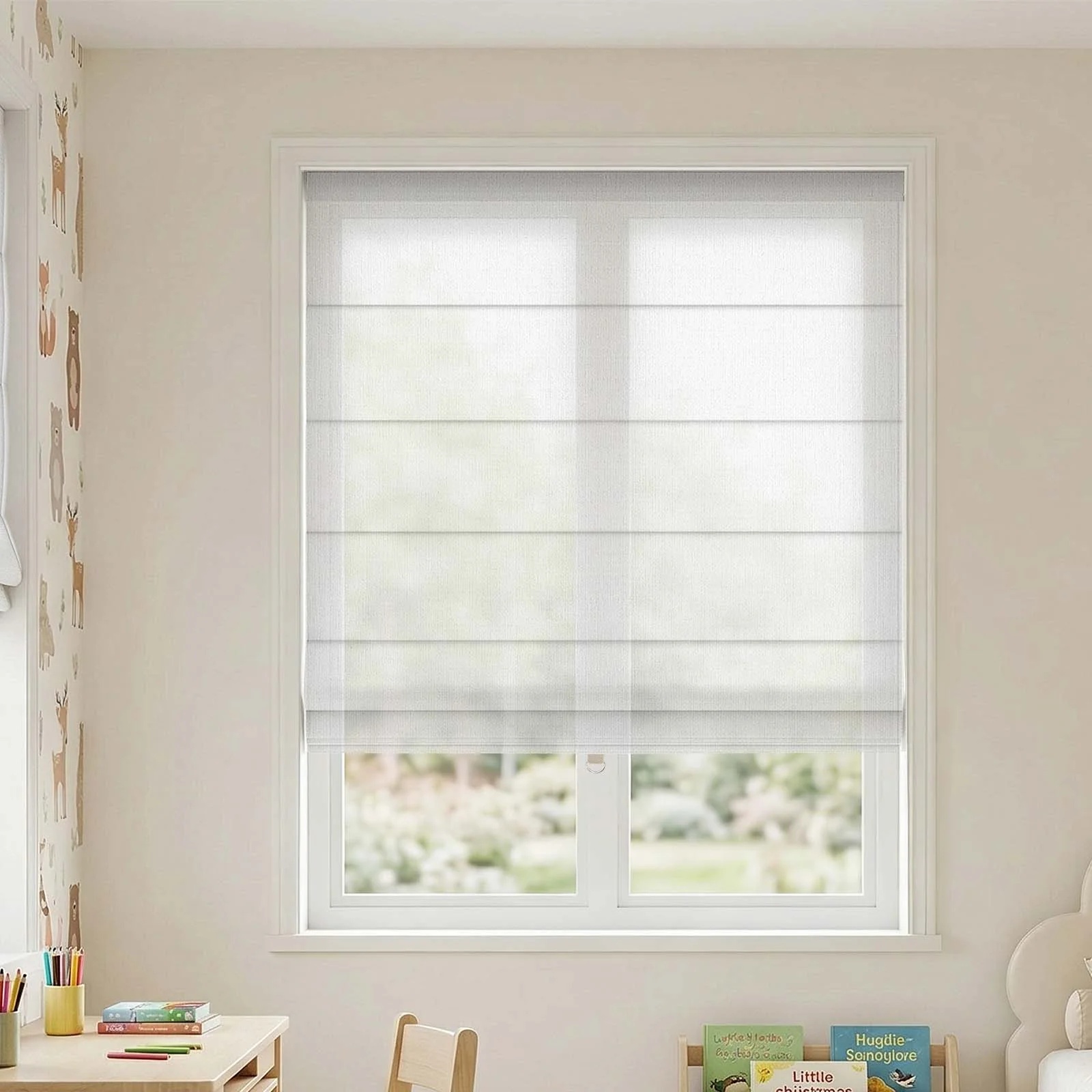 LM297 Cordless Single Layer Aluminum Track Roman Shade