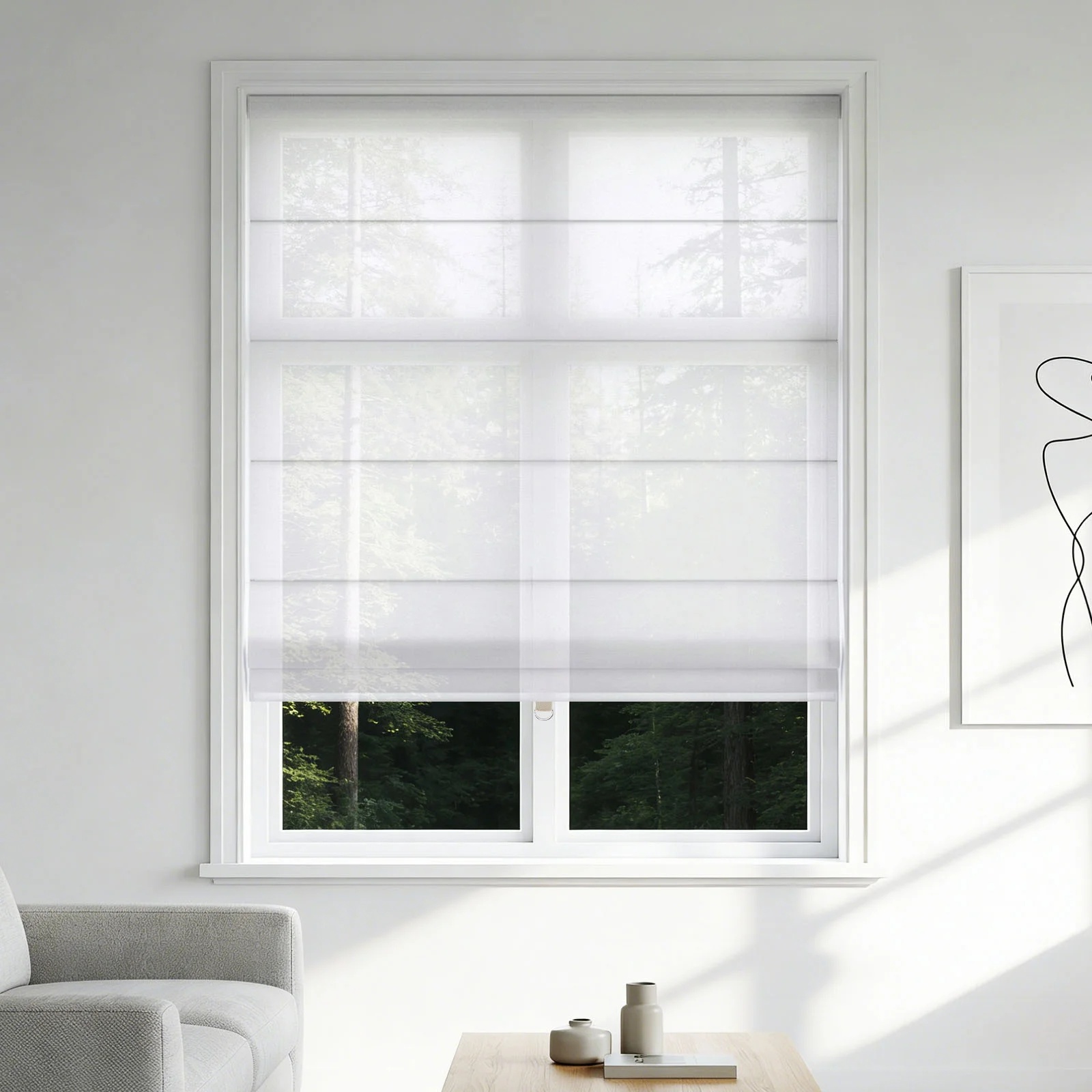 LM299 Cordless Single Layer Aluminum Track Roman Shade