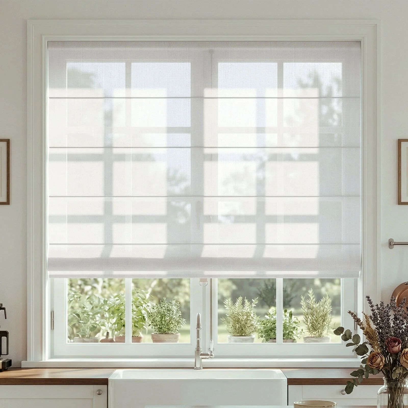 LM422 Cordless Single Layer Aluminum Track Roman Shade