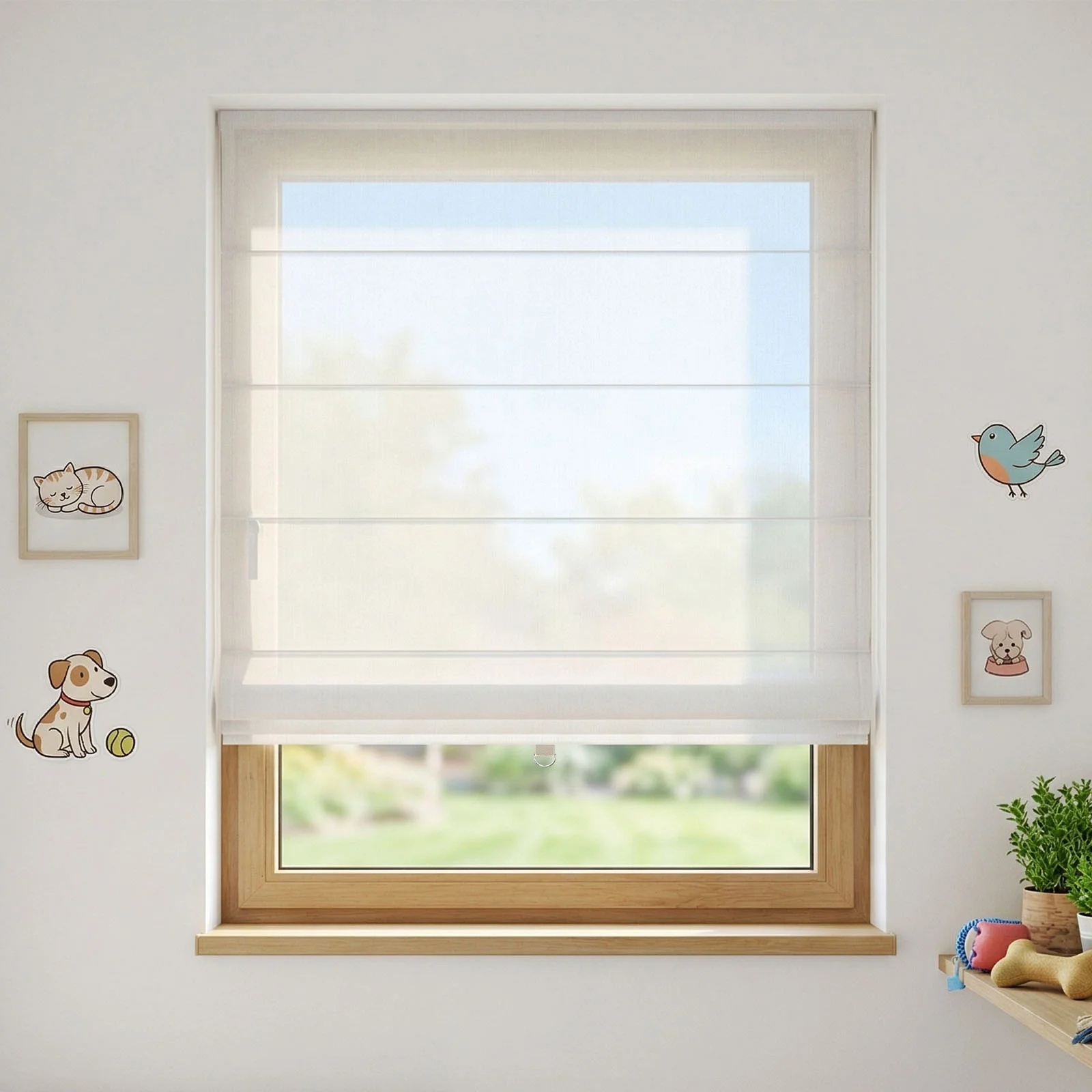 LM470 Cordless Single Layer Aluminum Track Roman Shade