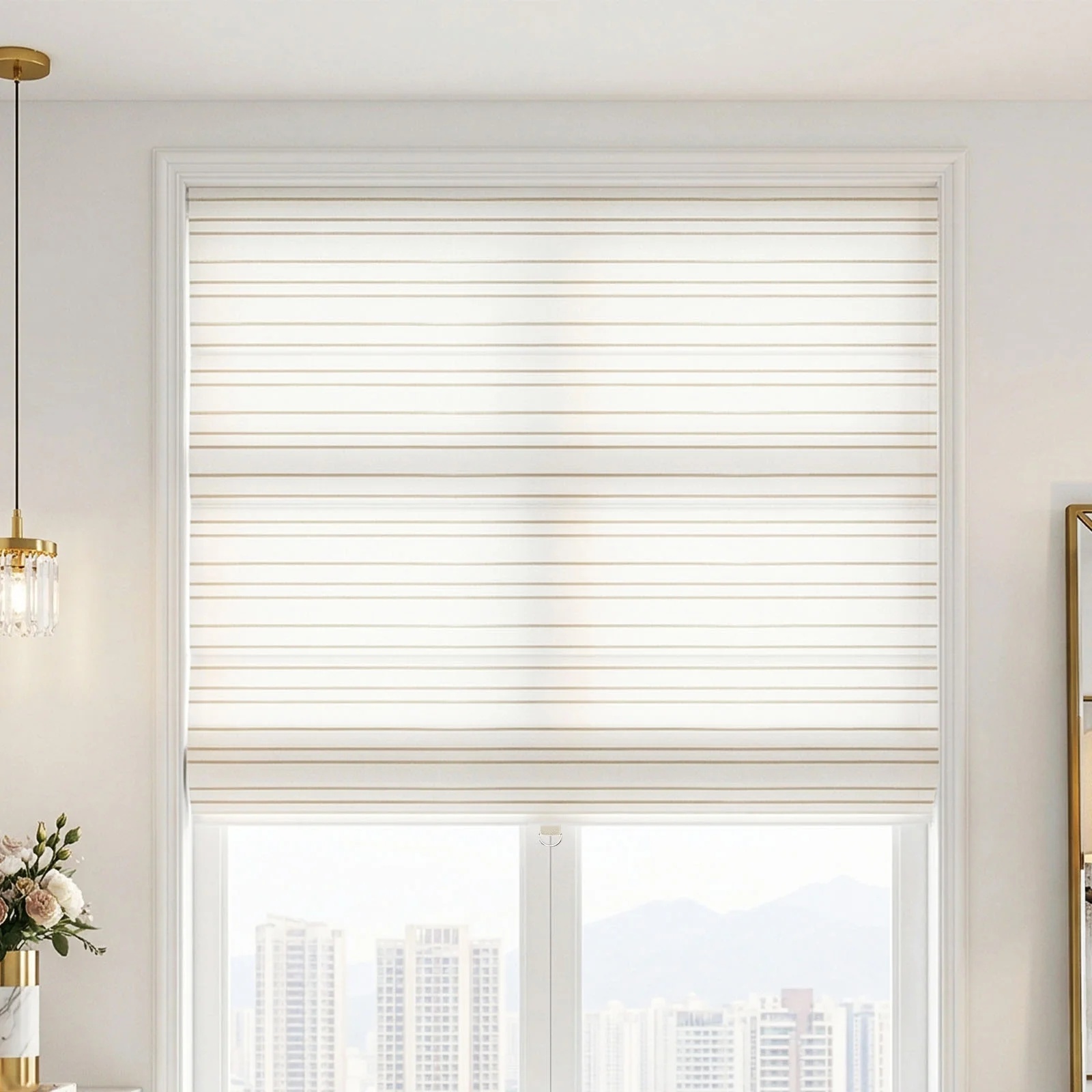 LM450 Cordless Single Layer Aluminum Track Roman Shade