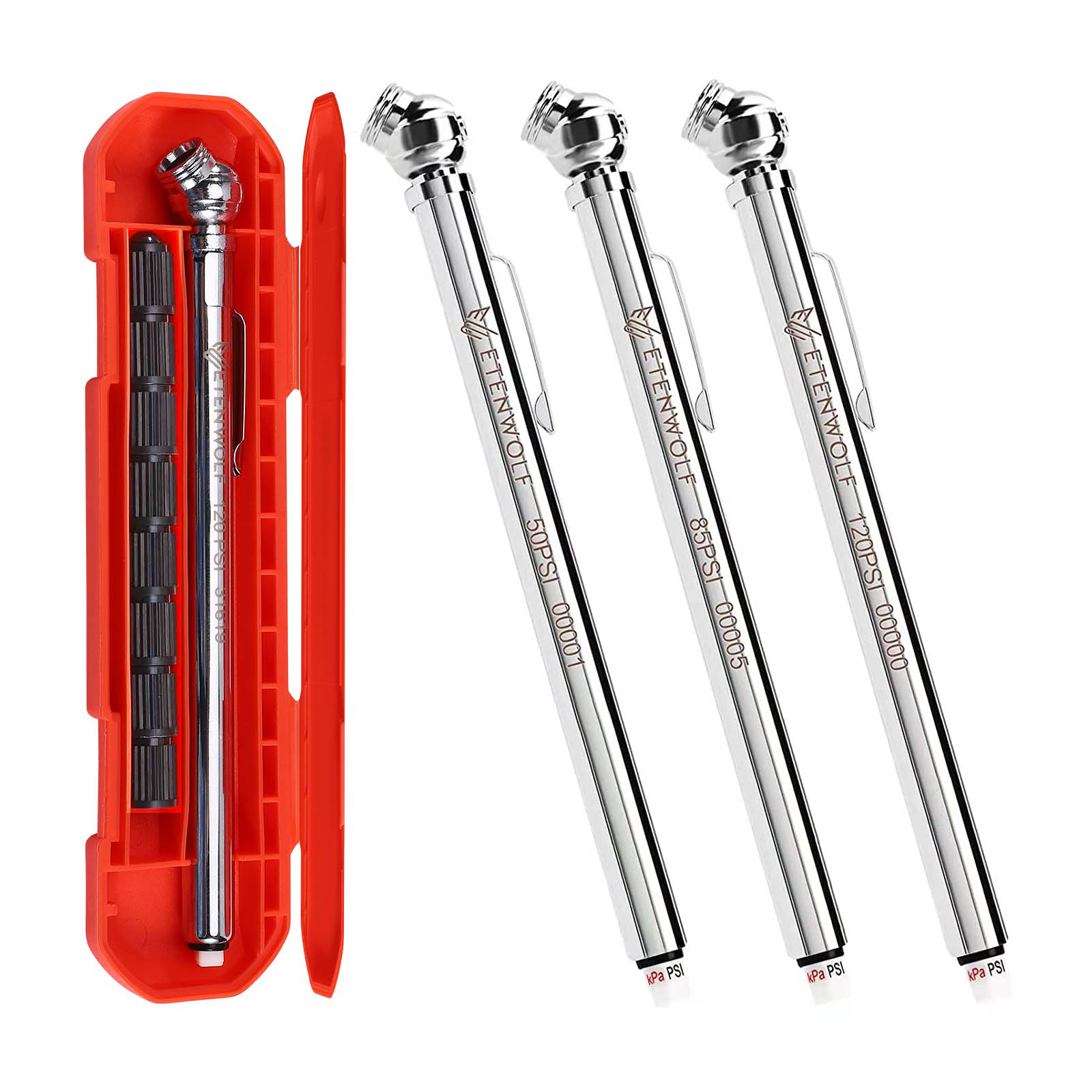 ETENWOLF Pencil Tire Pressure Gauge – (10-50PSI, 20-120PSI) – G100-3PCS