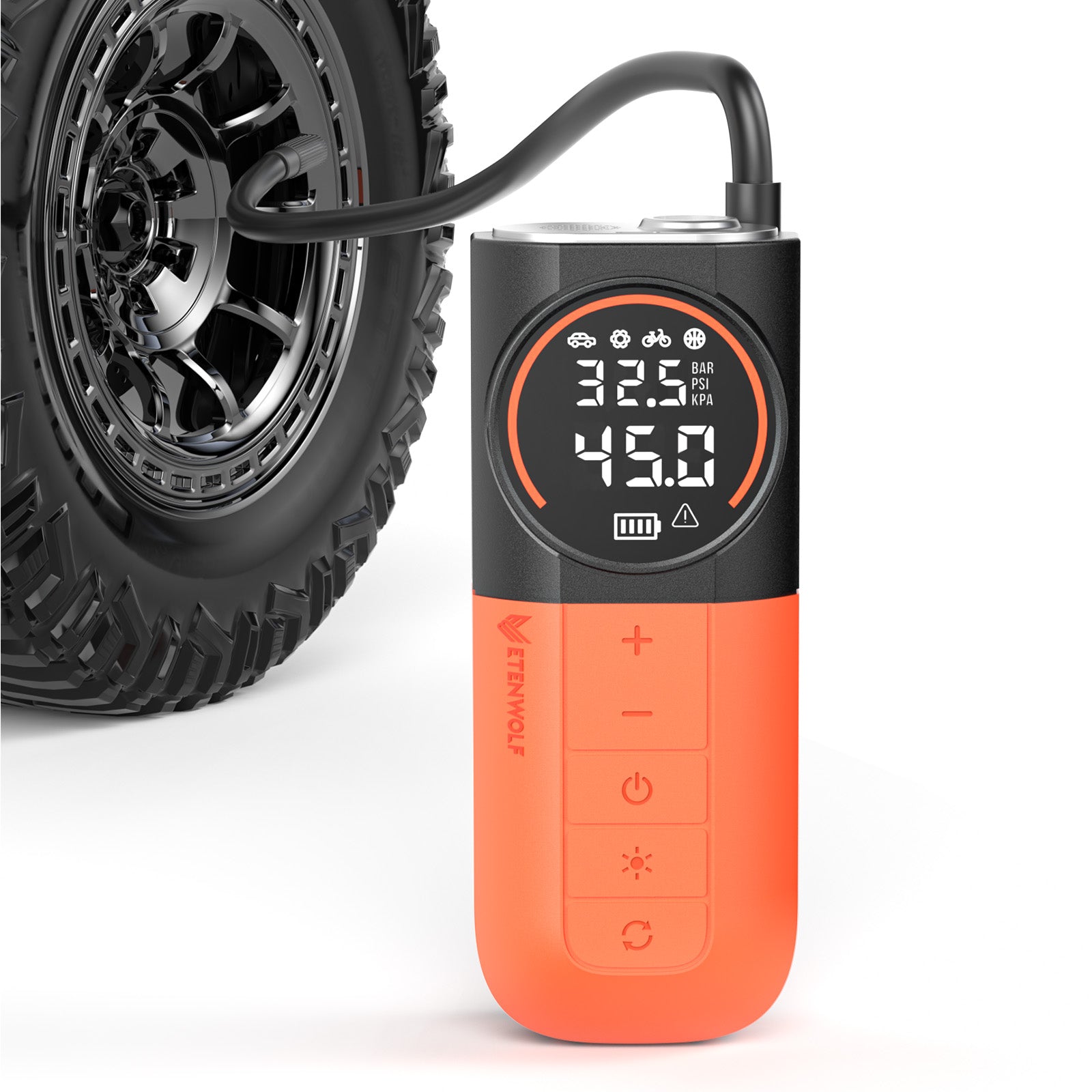 ETENWOLF S1 Portable Tire Inflator Mini Air Compressor – Orange
