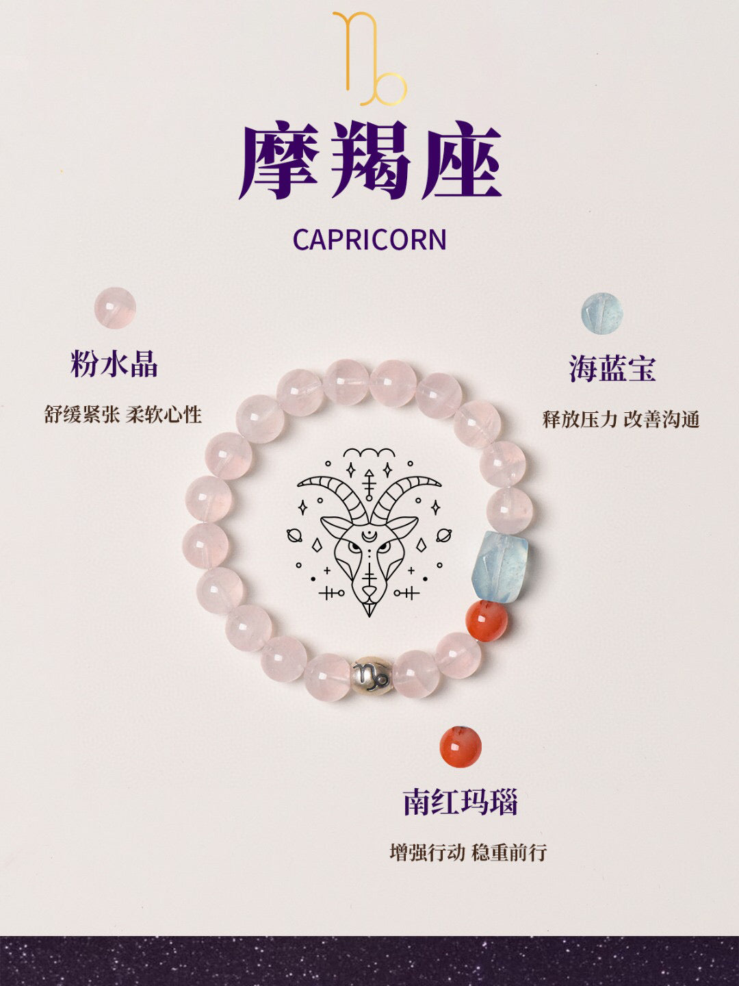 [LUXE ORIENTA Guardian Collection] Capricorn · Gentle Resilience Energy Bracelet