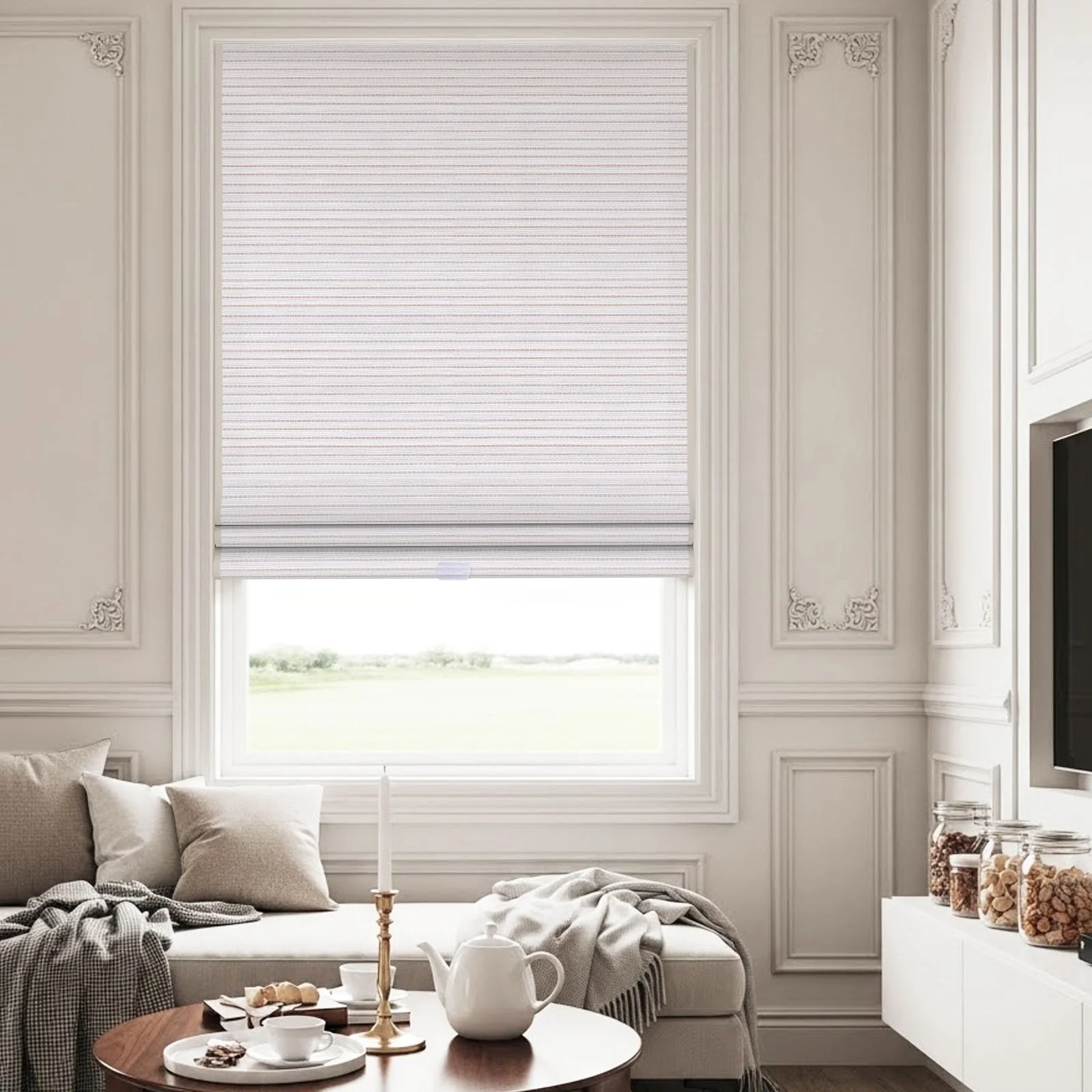 Natural Raffia Paper  Bamboo Woven Shade
