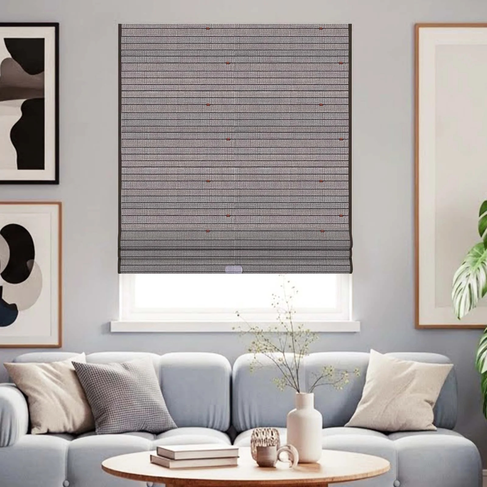 Linen Natural Woven Shade –  024 Bamboo Filaments  Chinese Knots