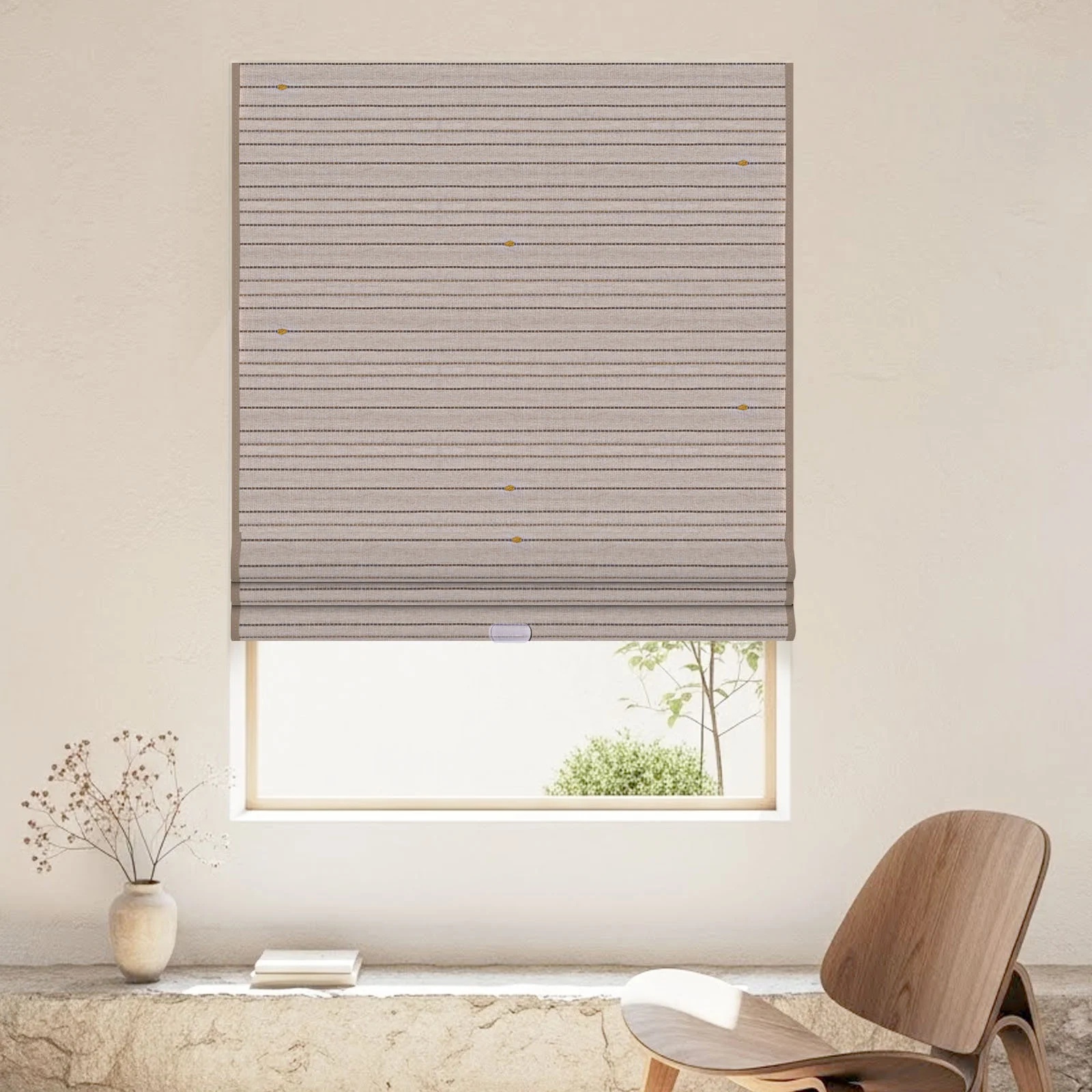 Corded Natural Woven Shade –  S-24 Bamboo Filaments  Chinese Knots