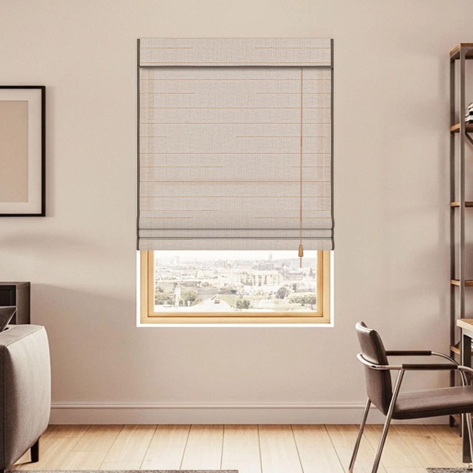 Corded Natural Woven Shade –  030 Bamboo Filaments  Lagurus Ovatus