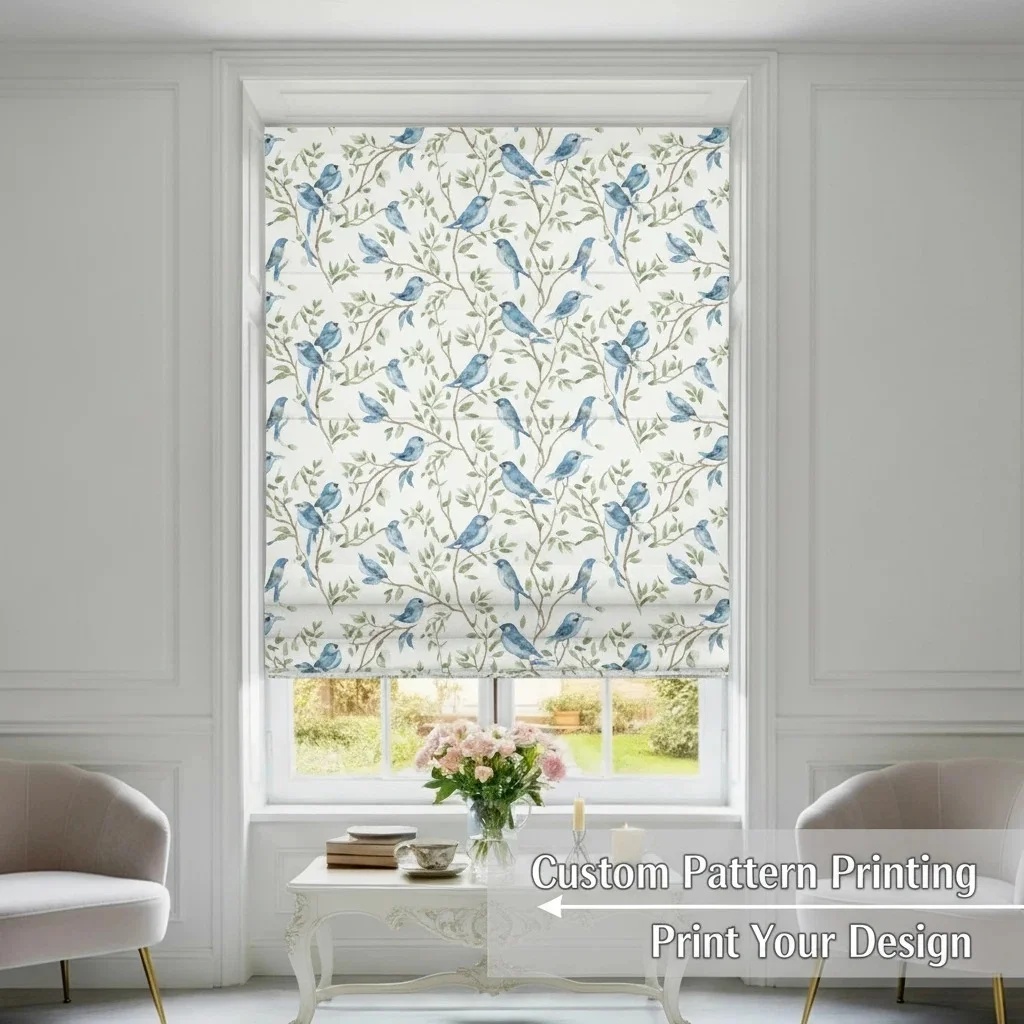Pattern Printed Line Pull Cord Roman Shade