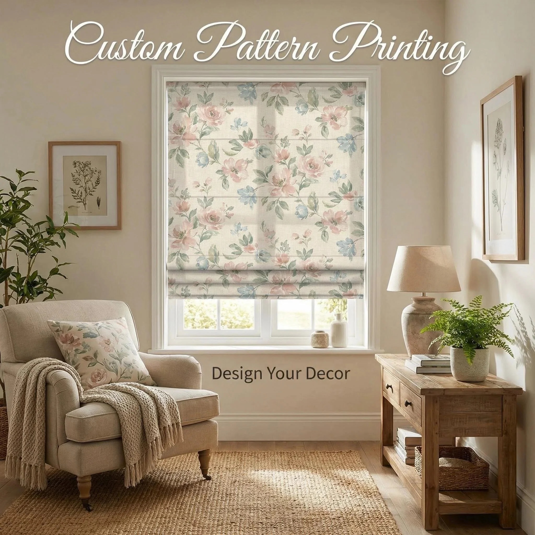 Pattern Printed Skimra Pull Cord Roman Shade