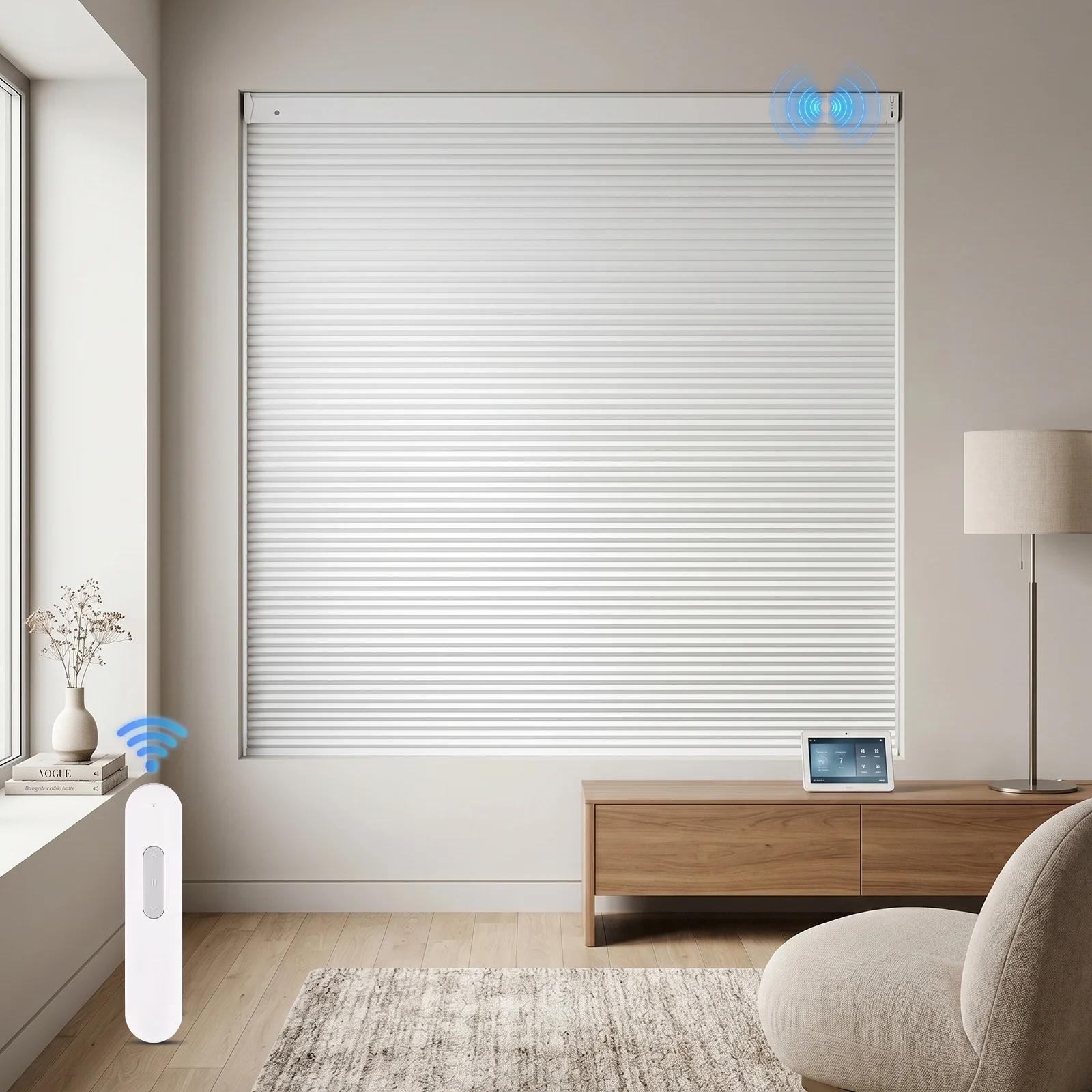 No-Drill Motorized 25mm HSLB Blackout Cellular Shades Cordless
