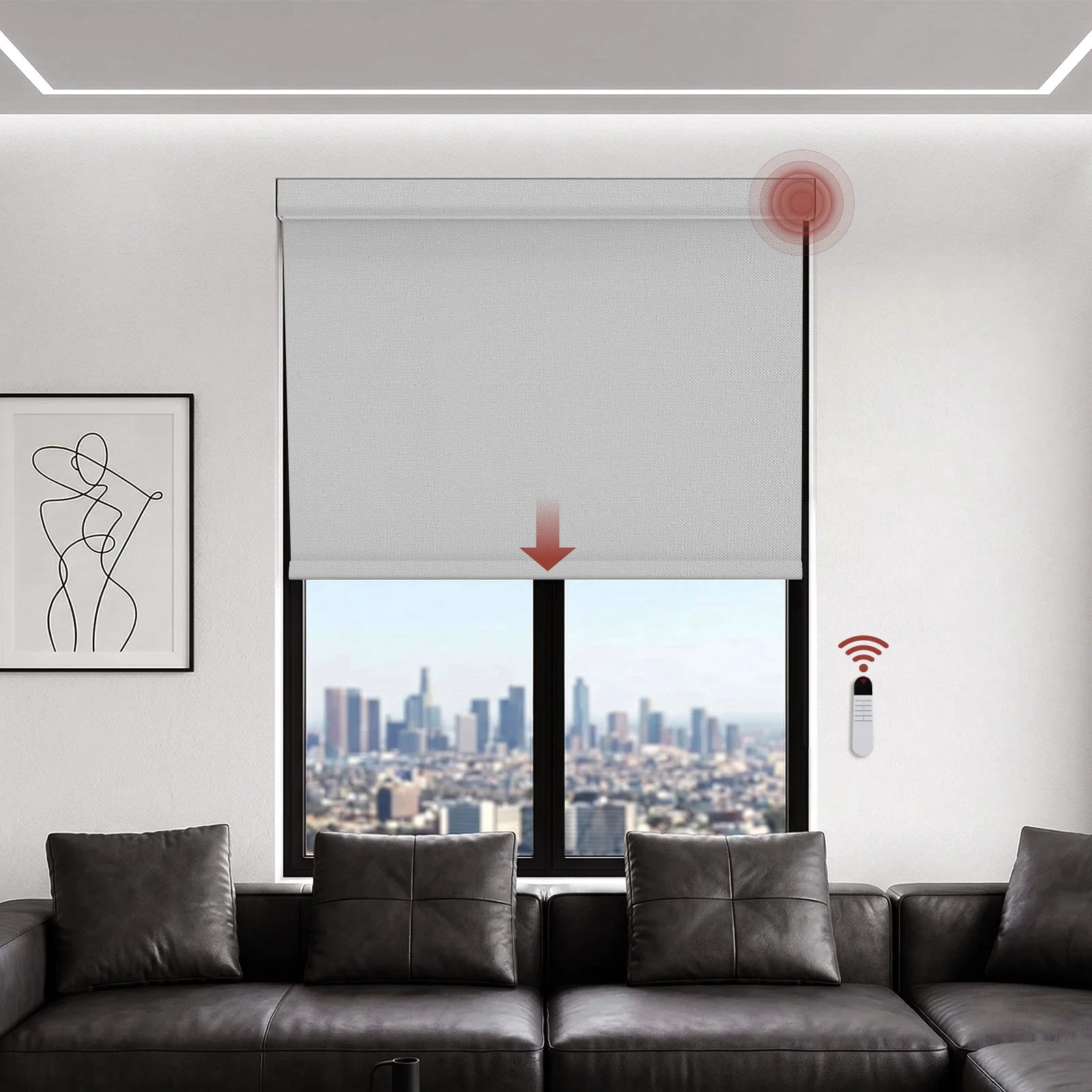 Motorized Blackout Curved Shell Roller Shade