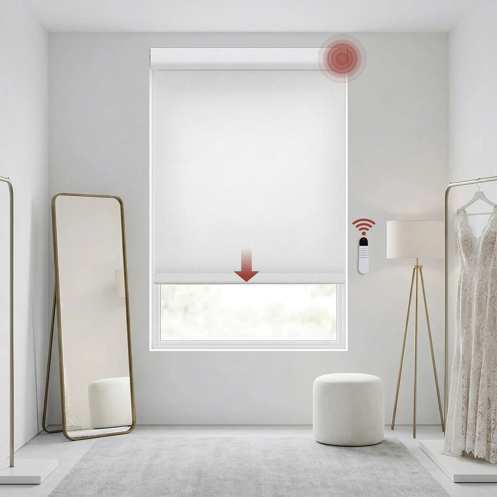No-Drill Motorized Blackout Curved Shell Roller Shade