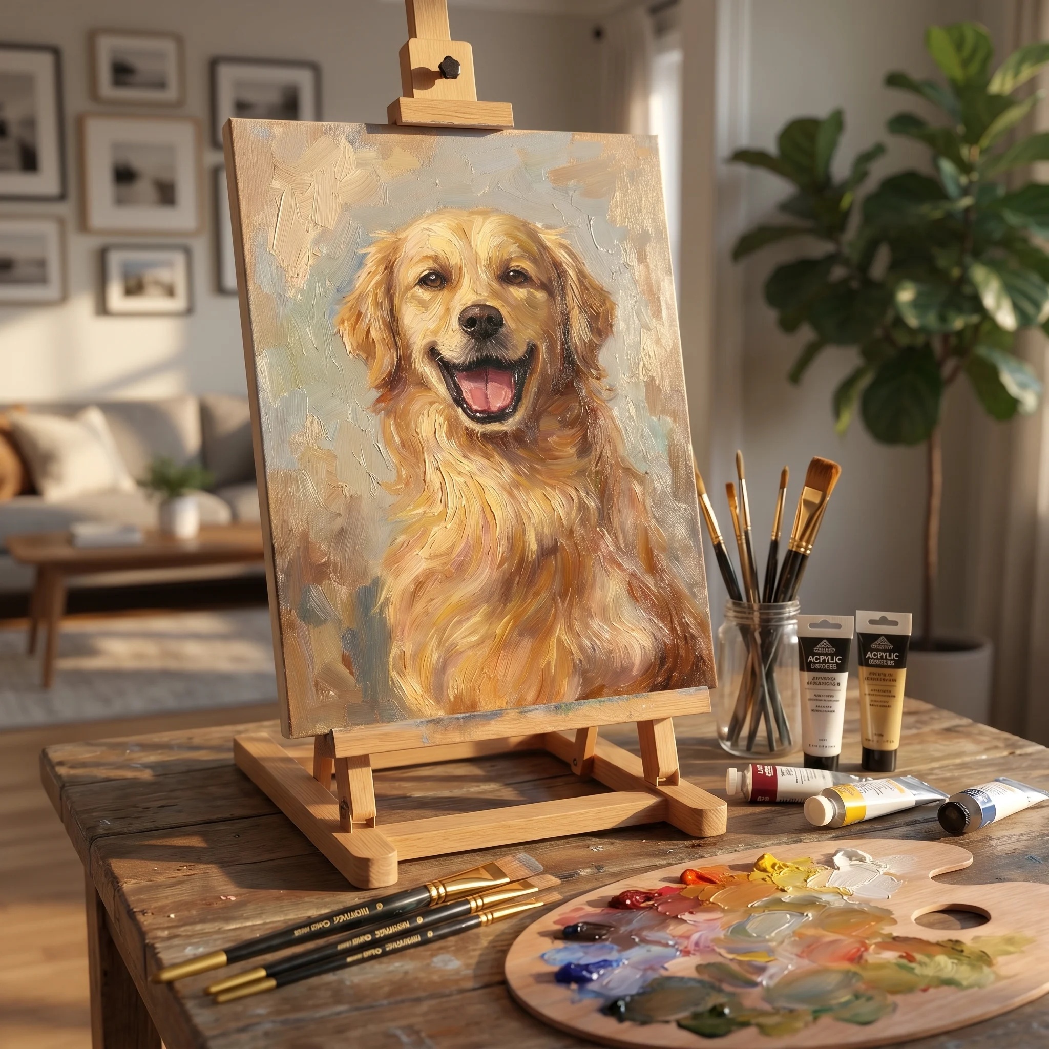 Portrait  Acrylic Pet (1 Pet Only) | Hand-Painted from Photo