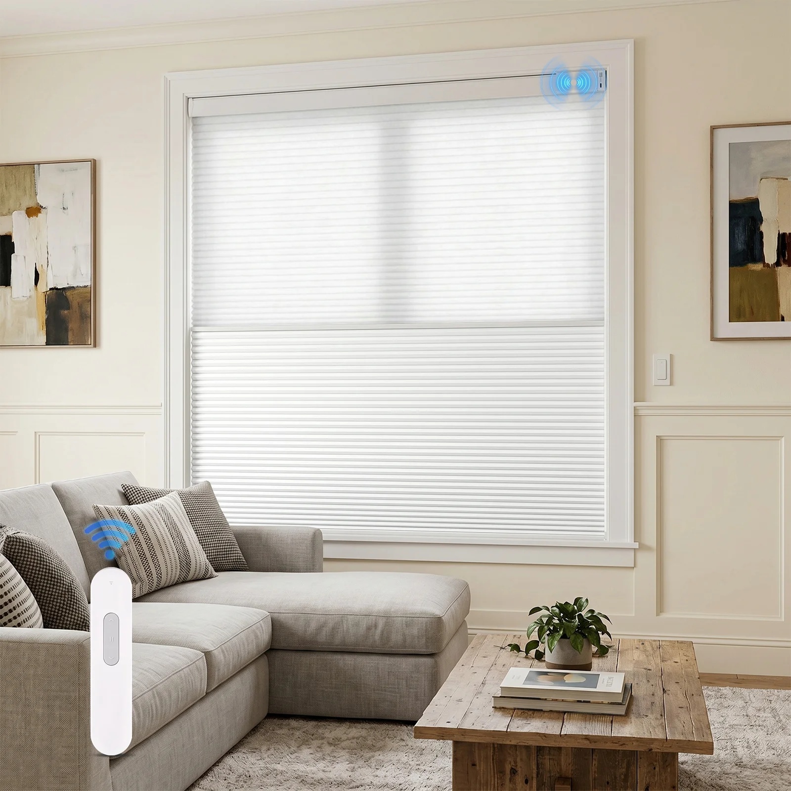 Motorized Day Night Blackout HSLB Cellular Shades Cordless