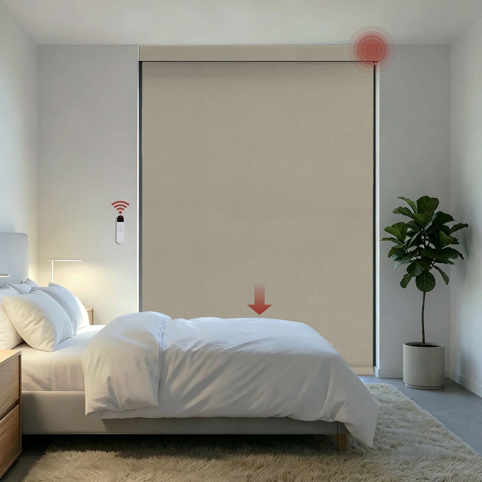 Motorized Blackout  Square Hood Roller Shade