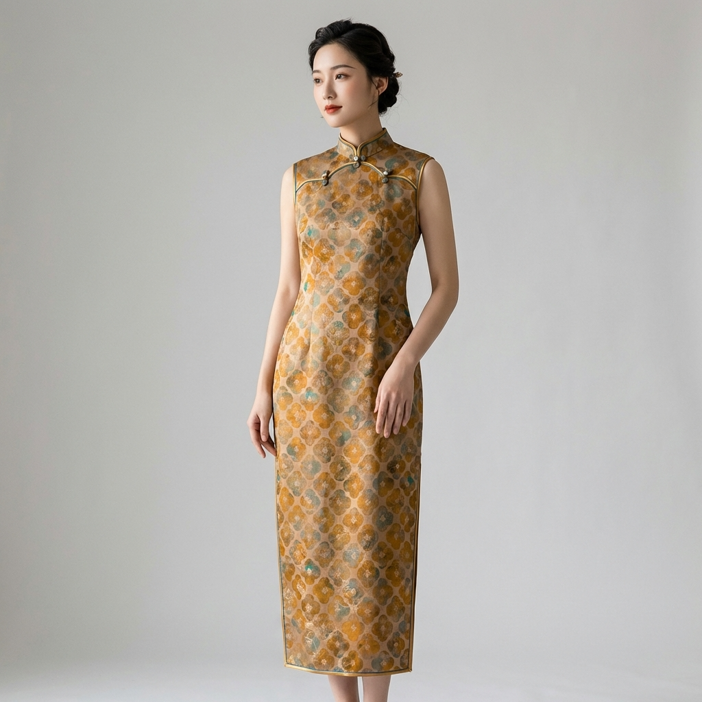 Warm Brown Mulberry Silk Xiangyunsha Qipao | Floral Sleeveless Neo-Chinese Dress – LUXE ORIENTA